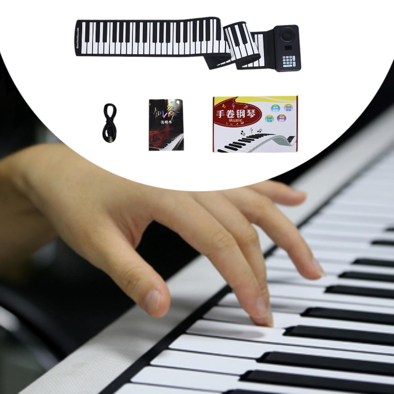 Tastiera per pianoforte a 88 tasti, arrotolabile, facile da trasportare, strumento elettrico digitale, mini tastiera per principianti, lezioni di musica, per pianoforte a mano, arrotolabile,