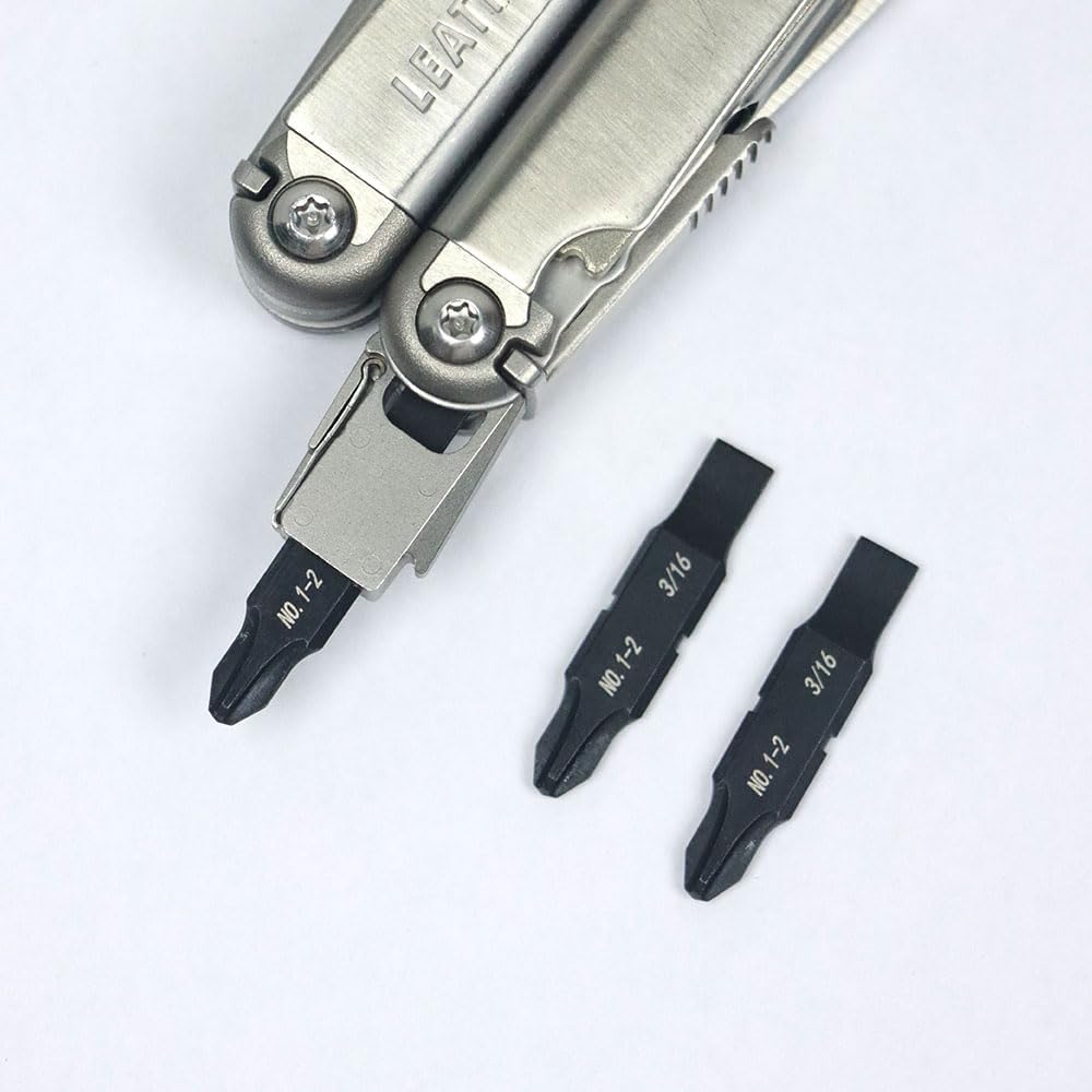 3Pack Glass Breaker Bit Set for Leatherman, Replacement Double-Ended Flat Screwdriver Bits,Tungsten Carbide Glass Breaking Tip + 3/16 Flat Head for Leatherman Multitool Accessories (S2 Steel)