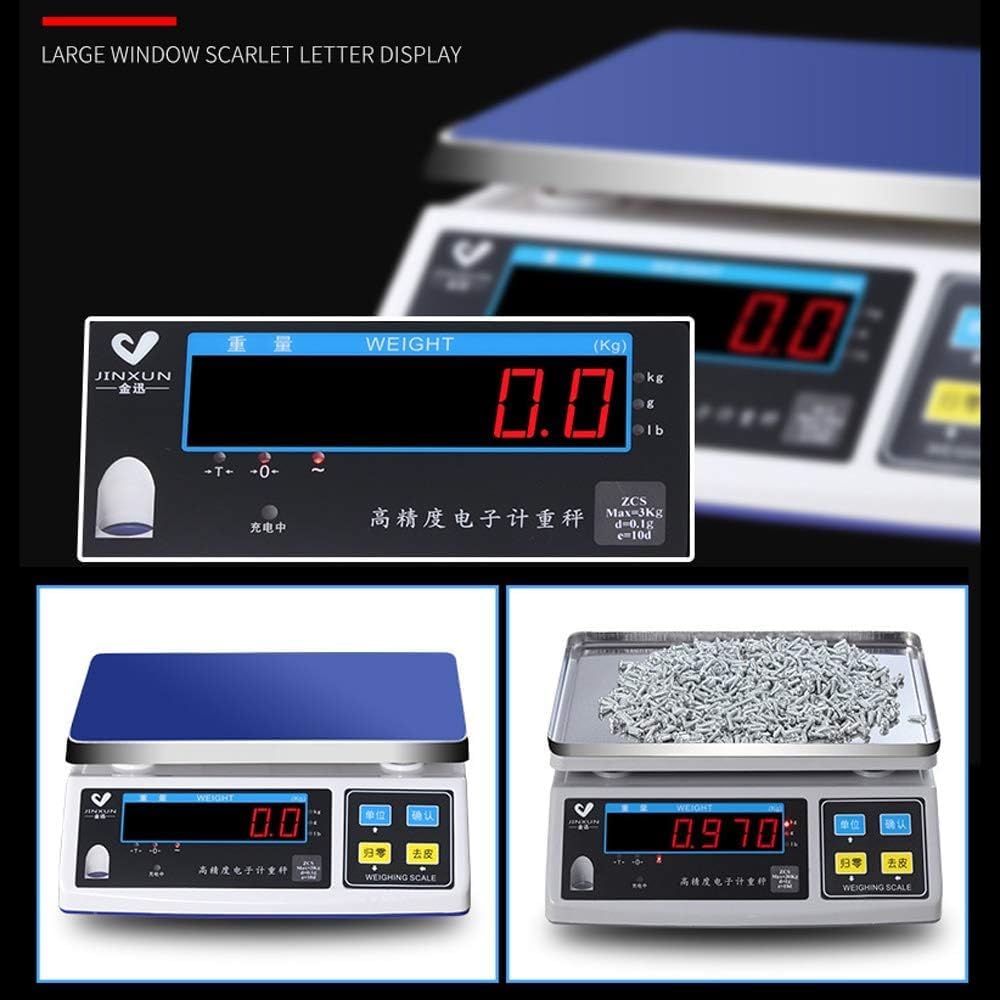 MDybf Báscula de Cocina Digital de precisión de 0,1 g Báscula for Hornear en el hogar Pesaje de precisión Comercial Ingredientes de Hardware de Hierbas Pesaje (15 kg / 0,5 g)