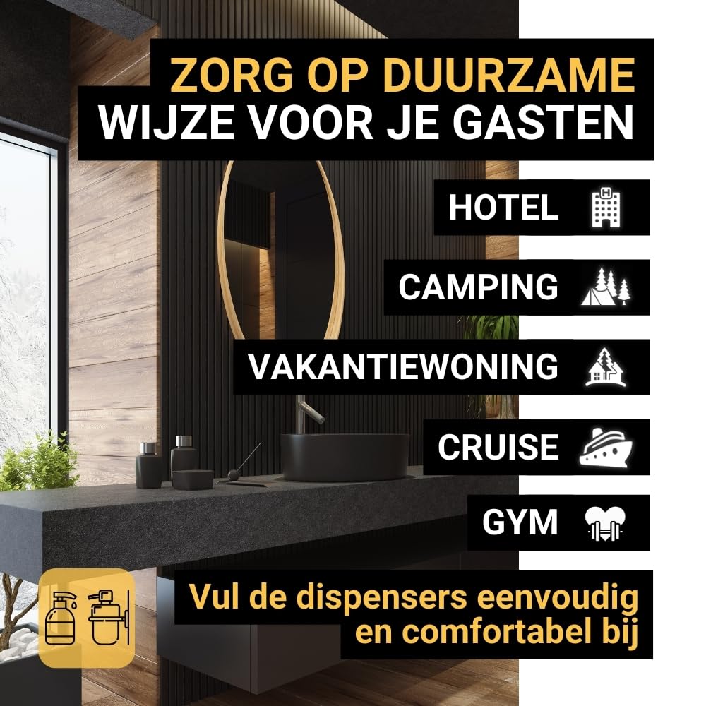 GPQ - Gel/Shampooing 2en1 BLACK Line 5 ltr. | 2 Bidons | 90% Natural Origin | Recharge doseur avec Après-shampooing sans Parabènes | Hôtel, B&B, Gîte Rural, Camping, Croisière, Gym... | Fabriqué l’UE