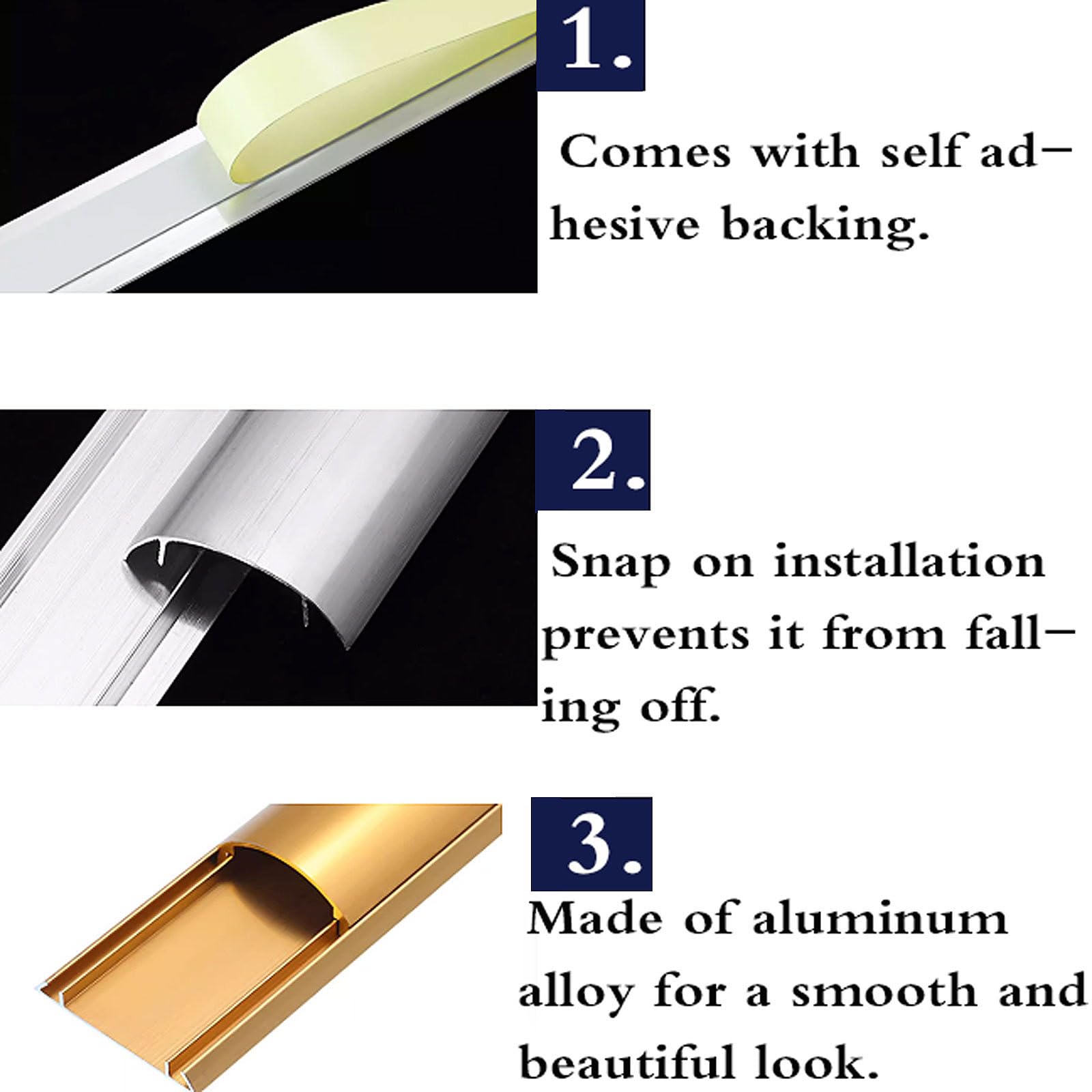 Passe Câble Sol Protège,Guide câble au Sol Semi Circulaire,Cache câbles en métal au Sol,Cache Fil Électrique Auto Adhésif,Flexible,Évitez Les Risques,pour Résidentiel,Bureaux Plus