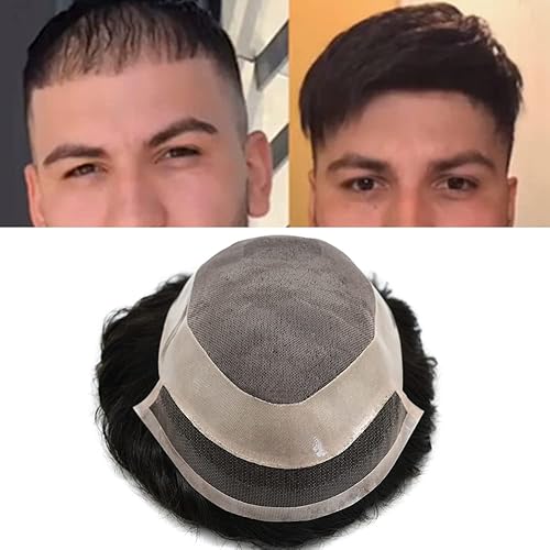 Sistema de cabello europeo para hombre, tupé europeo para hombres, sistema de reemplazo de cabello humano real, pieza de pelo mono fino para