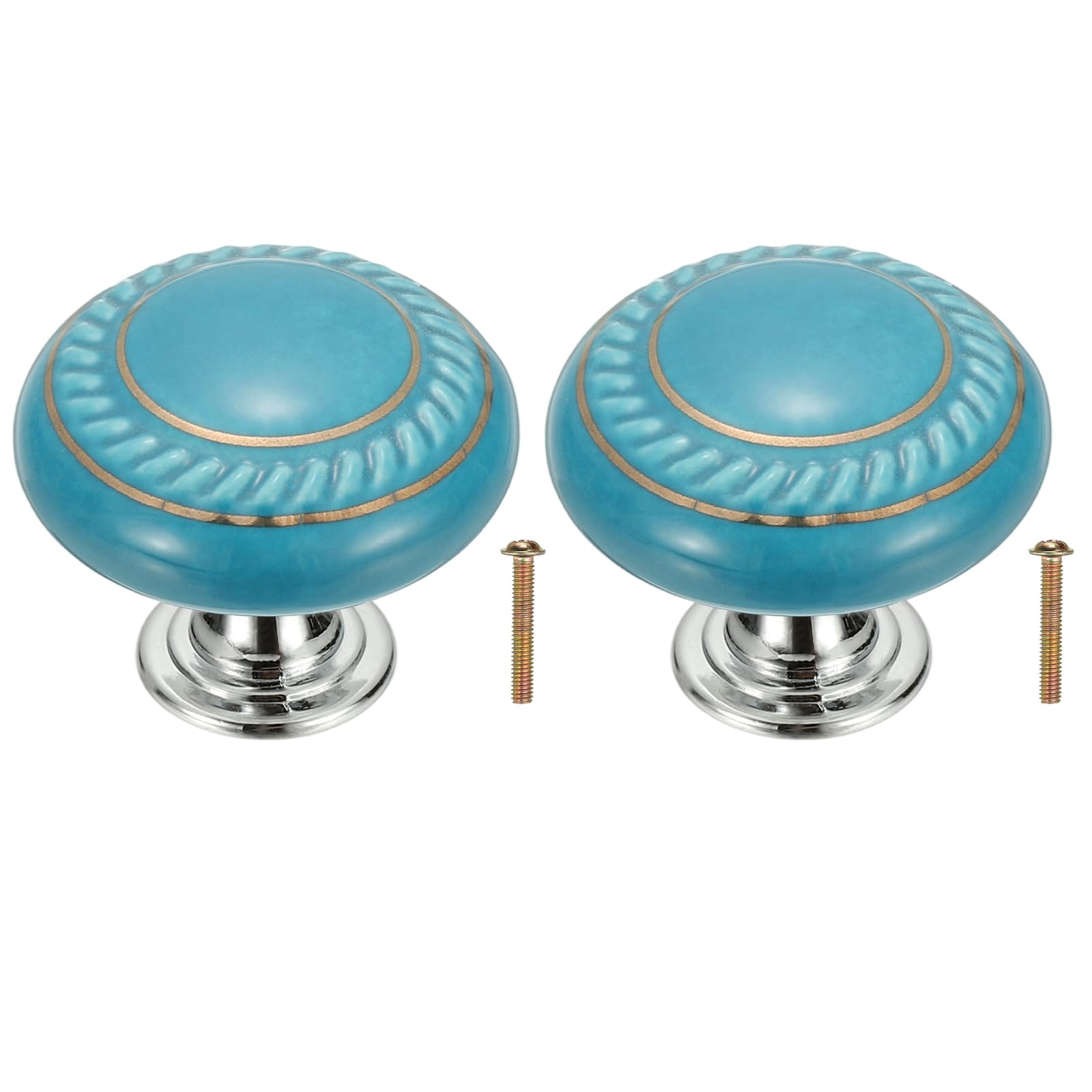 Boutons d'armoire en céramique bleu pour remplacer poignée cassée