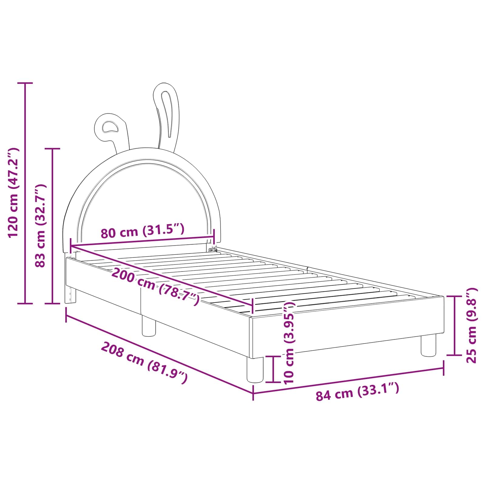 IKAYAA Cama para Niños 80 x 200 cm Estructura de Cama Infantil para Dormitorio Blanco Type-2