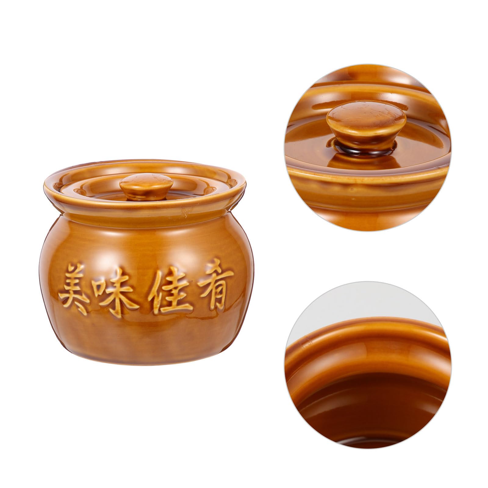 Happyyami Pequeño guiso de cerámica con tapa olla de loza china Cocotte utensilios de cocina asiáticos para cocinar sopas en la cocina en casa
