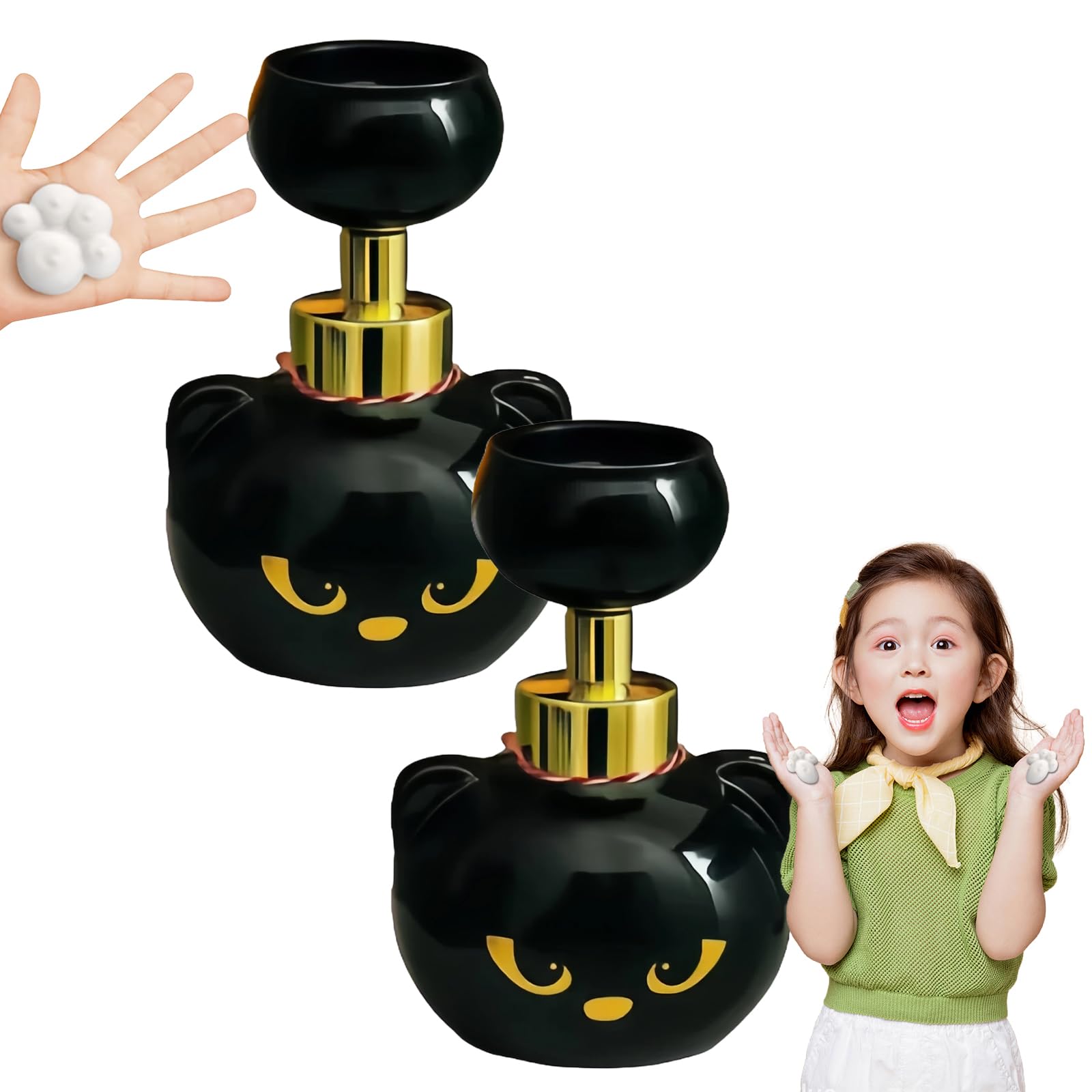 Yulabeear 2 Cute Cat Paw Foam Soap Dispenser, Paw Print Soap Dispenser, Cute Cat Foam Soap Dispenser, Refillable Empty Hand Soap Pump Container For Bathroom Kitchen, Gift For Cat Lovers (2)