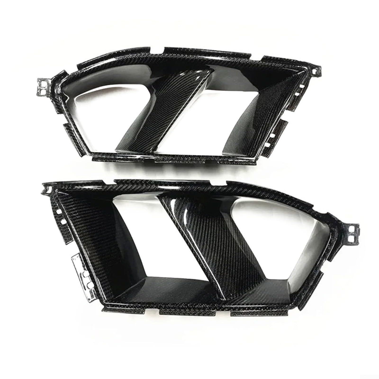 Glänzende schwarze Karbonfaser-Optik Lüftungsschlitzabdeckung für BMW G80 für M3 G82 G83 2021–2024, Frontstoßstange Seitenverkleidung ABS-Kunststoff (Kohlefaser-Optik)