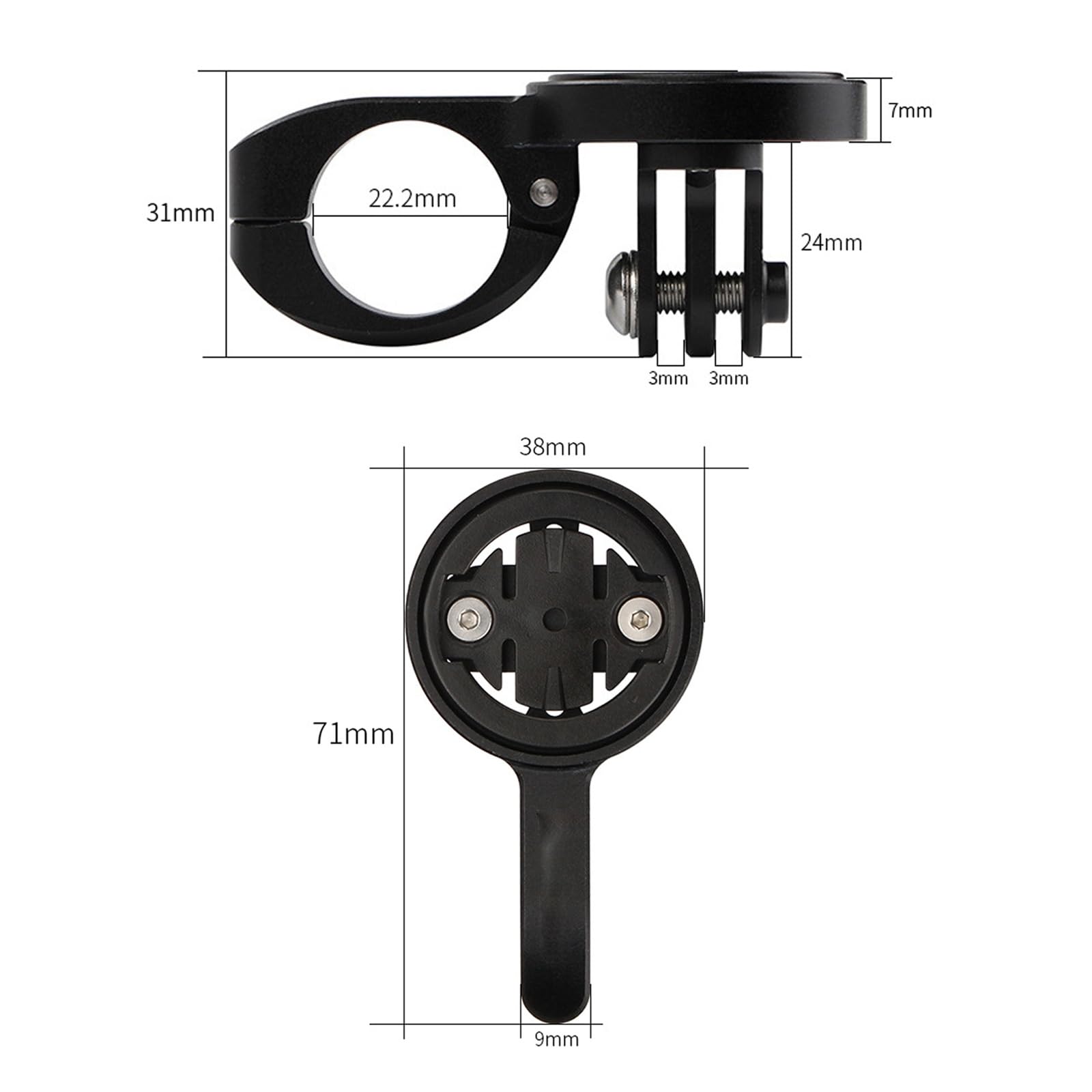 TT Rest Anteriore Manubrio Supporto Computer Bicicletta per bici da strada (in lega di alluminio) Compatibile con Garmin Edge, Wahoo Elemnt, Bryton, Cateye, Videocamera GoPro e lampada