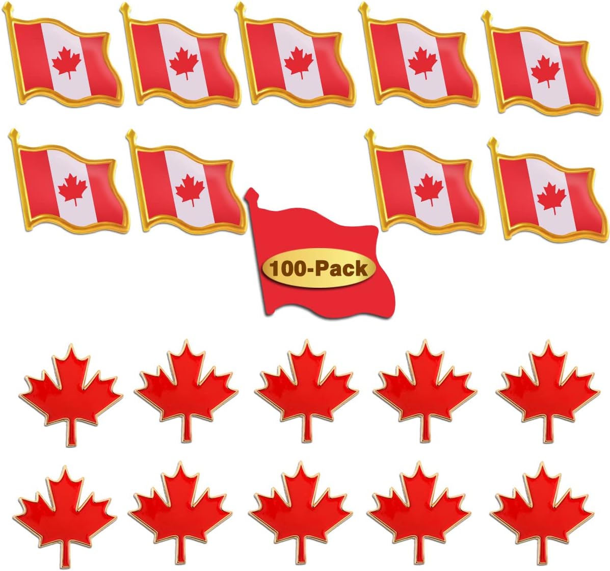 20/50/100Pcs Canada Flag Pins Bulk Enamel Souvenir- Metal Candian Maple LeafLapel Pin Brooch Badge for Men Women Clothes Bags Hats