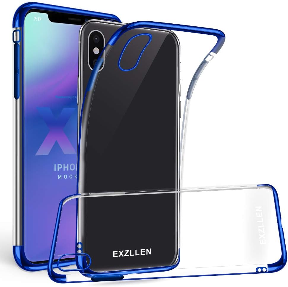 EXZLLEN iPhone Xs Max Case, Max Xs iPhone Case Clear Ultra Thin Slim Soft TPU Rubber Gel Phone Case Transparent Flexible Protective Cover Shell for Apple iPhone Xs MAX(6.5inch-2018) - Blue