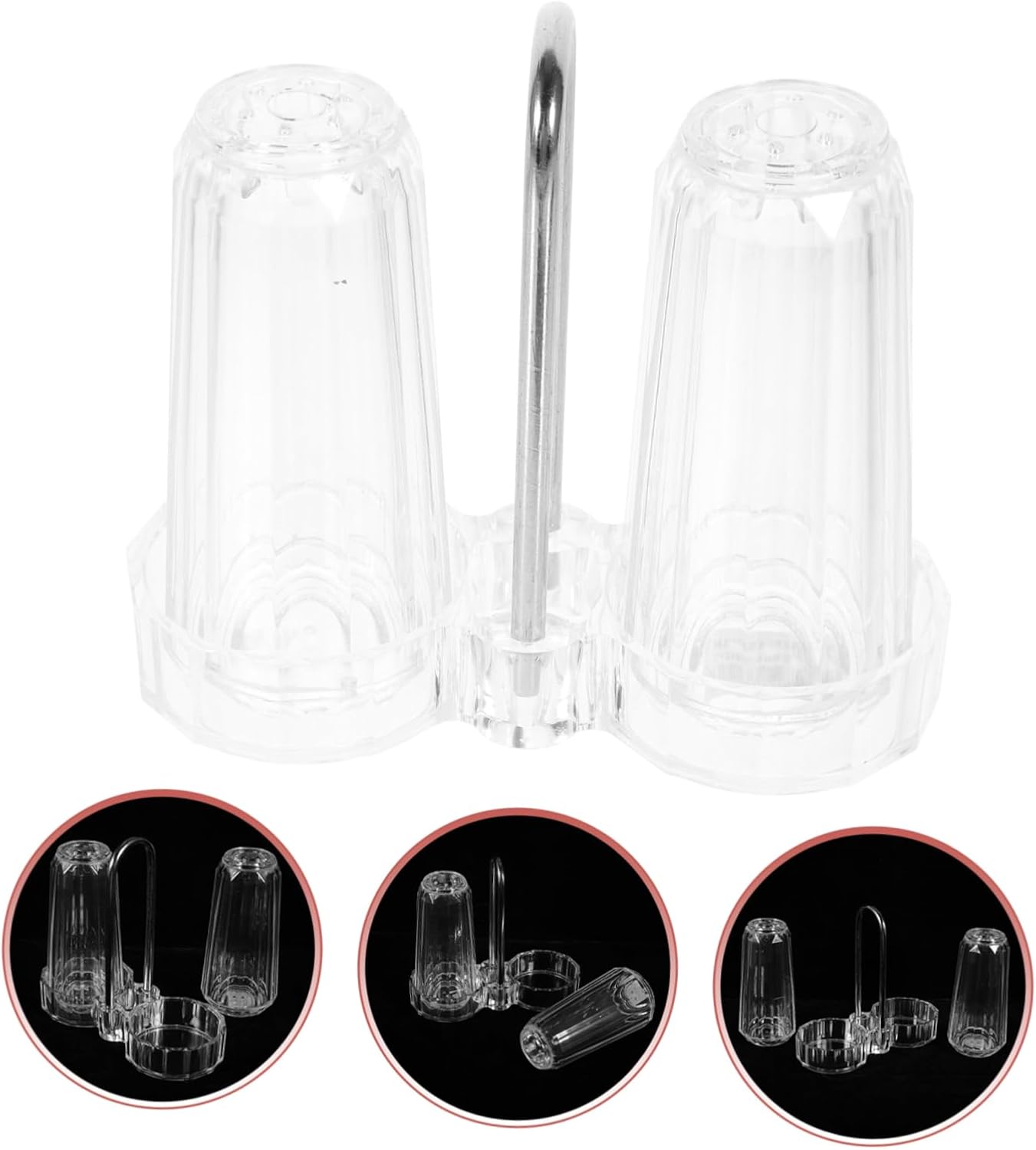 Acrylic Salt and Pepper Shaker Set for Spice Storage with Holder