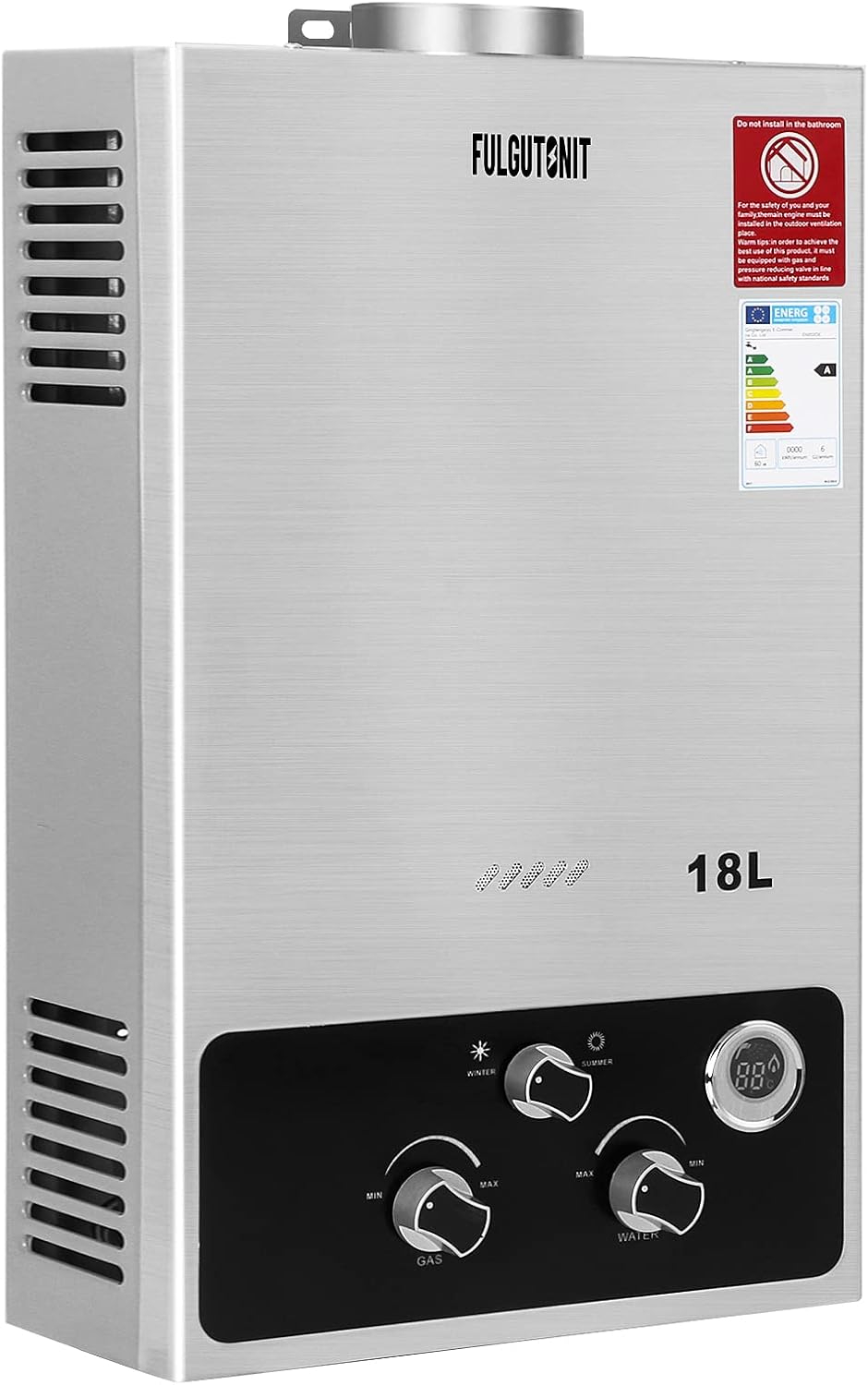 Fulgutonit 18L Gas Water Heater,36KW Instant LPG Water Heater with