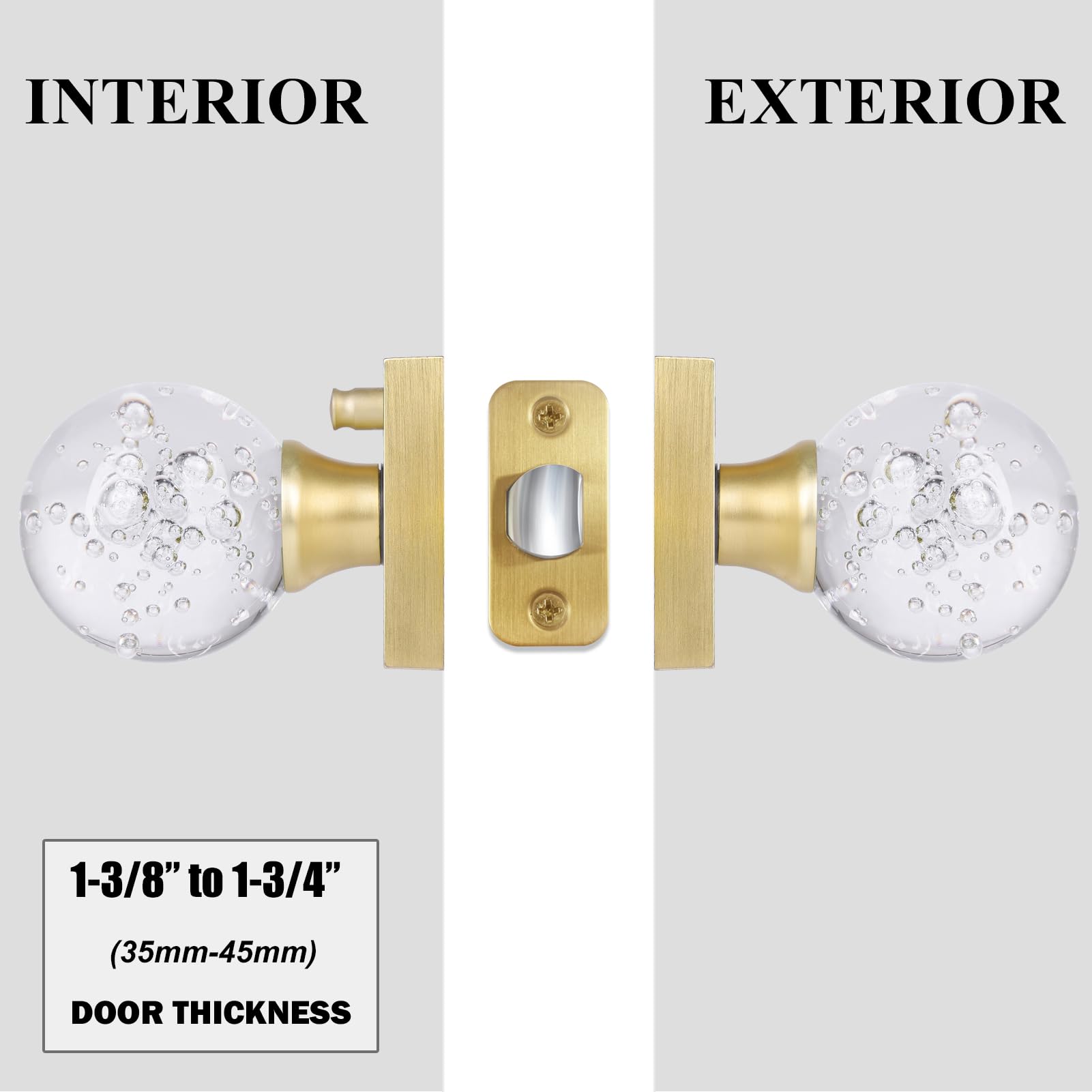 Newlaking Pomo De Puerta De Privacidad Con Cerradura, Manija De Puerta Interior De Cristal Para Dormitorio, Baño, Armario, Latón Satinado, 1 Paquete