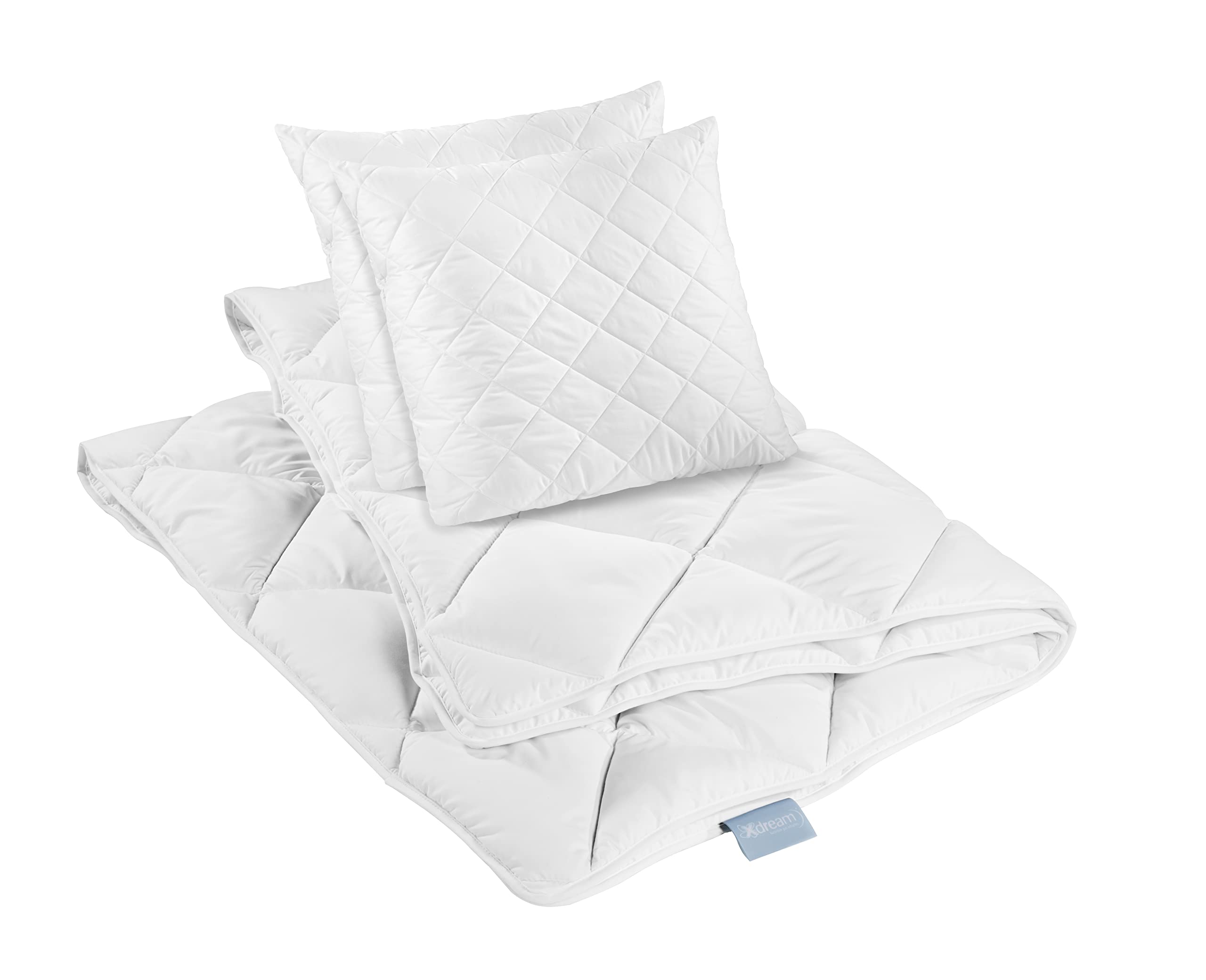 XDREAM Pure Bettwaren-Set 2er Set Kopfkissen 80 x 80 cm + Ganzjahresbettdecke 200 x 200 cm | medium Bettdecken und Kopfkissen| Allergiker geeignet | 100% Mikrofaser | Öko-Tex Zertifiziert