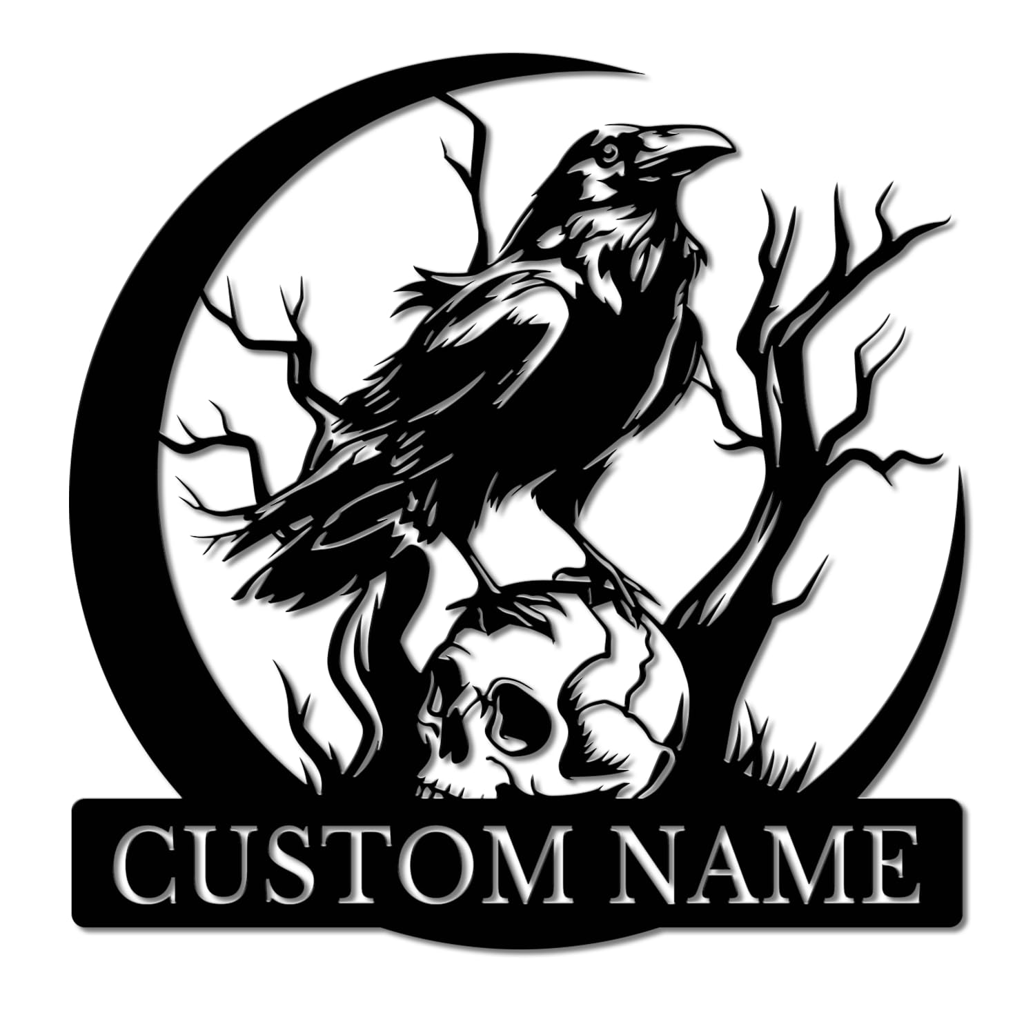 Pailideart Style-6 Personalized Crow Metal Sign - Gothic Raven Wall Art, Durable Indoor/Outdoor Metal Plaque, Custom Bird Lover Gift, Mystical Decor (Style-6)