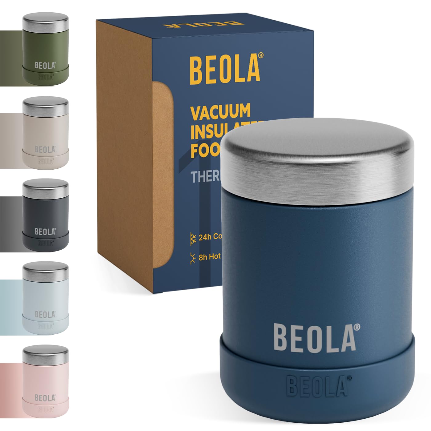 450ml Food Jar Lunch Box Thermos Stainless Steel Double Wall Insulated Travel Food Flask for Kids and Adults, 15oz (Marine Blue)