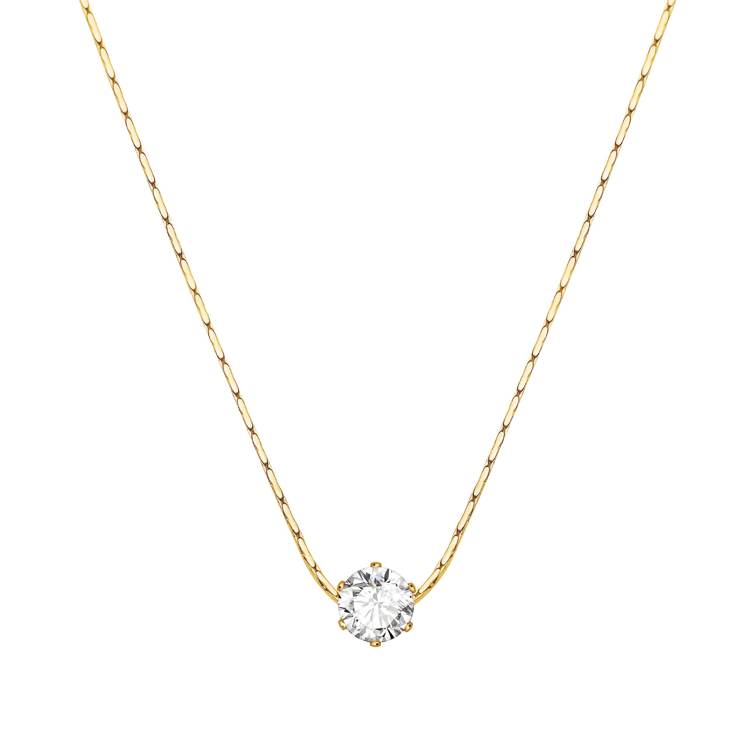 KristLand 18 Karat vergoldeter Titanstahl Frauen Zirkon Halskette Rose Gold/Gold/Silber Farbe Verstellbare Länge Halskette Mode Klassischer Stil