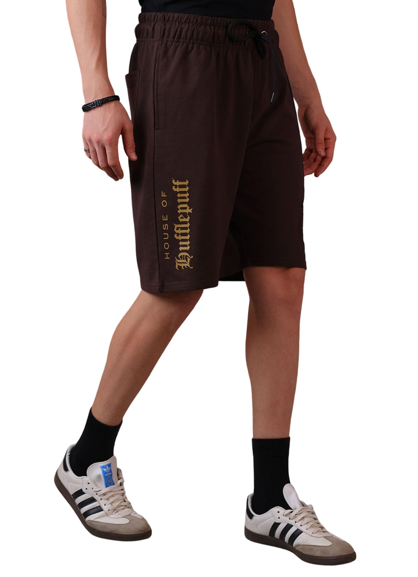 free authority Official Harry Potter Hogwarts Hufflepuff Graphic Printed Men Regular Fit Sports Shorts Brown Cotton Side Pockets Casual Half Pant-picture-20