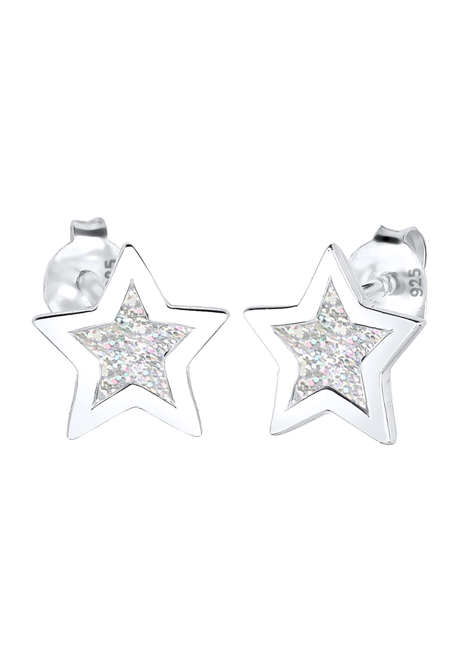 Elli Women's 925 Sterling Silver Astro Star Grey Enamel Earrings