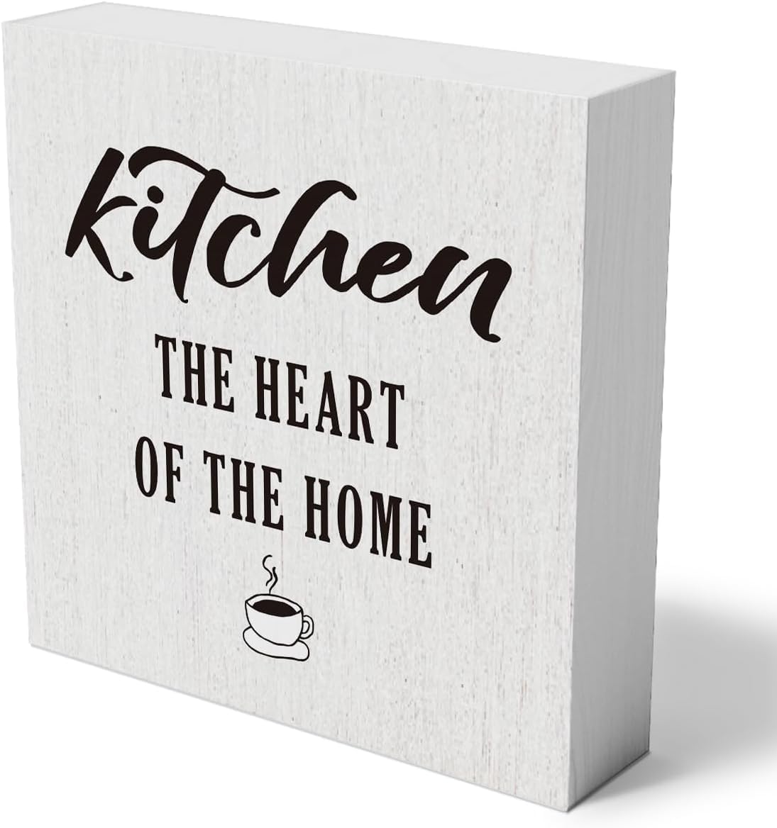 Kitchen The Heart Of The Home Wooden Box Sign Decorative Kitchen Quote Wooden Block Plaque Home Kitchen Restaurant Decor Rustic Farmhouse Square Desk Decor Sign Coffee Lover For Shelf 5X5 Inch