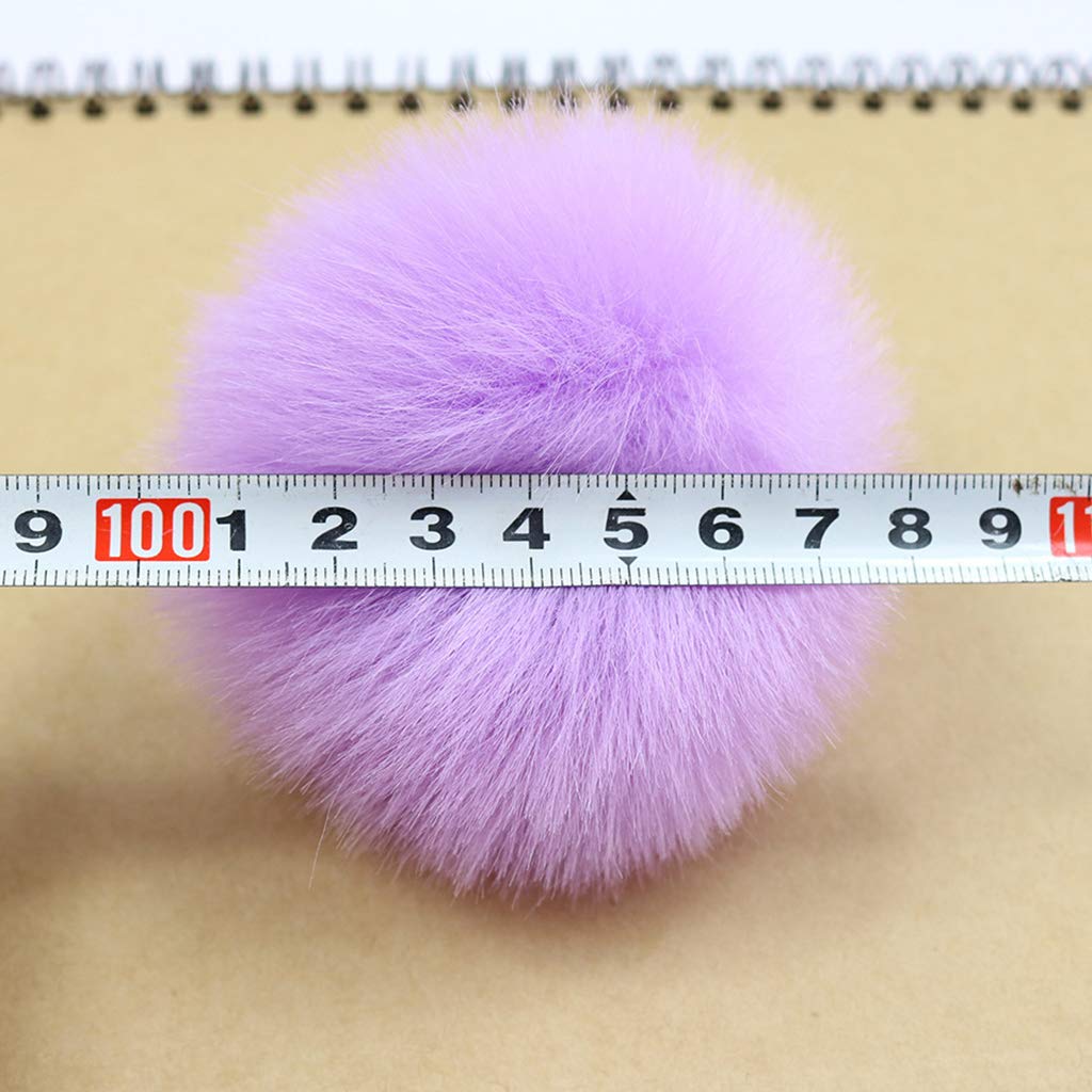 2 Pompons Fourrure Imitation Renard - Diamètre 8 Cm - Avec Cordon élastique Pour Décoration Tricot, Sac, Clés