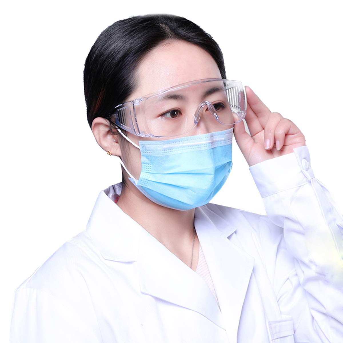FreeMascot Anti-fog/Anti-splash/UV Protection Clear Lens Safety Glasses for Construction, Medical, Laboratory, Chemistry, Personal Eye Protection Safety Glasses (White) (Frame Style 3) (B086KZRM8Z) Amazon Price History, Amazon Price Tracker
