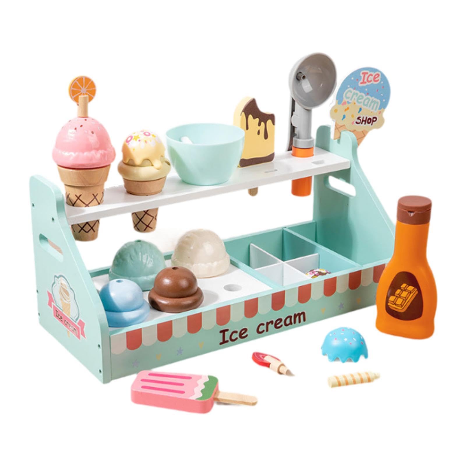 Juego de Helados de Madera, Juguete de Comida de Juguete, Juego de Helados