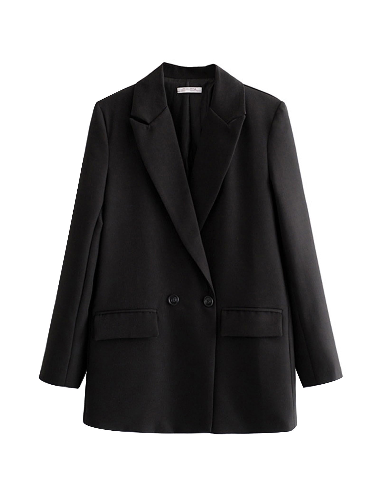 AGYMNX Blazer elegante da donna, cardigan aperto sul davanti, leggero, doppiopetto, con tasche, ufficio, riunioni, primavera, autunno, basic, casual, slim fit, S-L