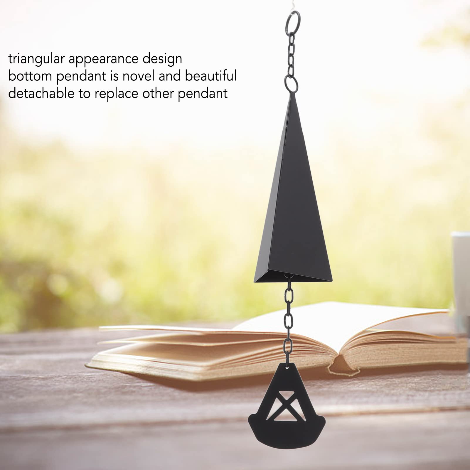 Wind Chimes, Triangular Wind Bell Windchimes Outdoors Deep Resonance Serenity Bell with Hanging Ring for Home Garden