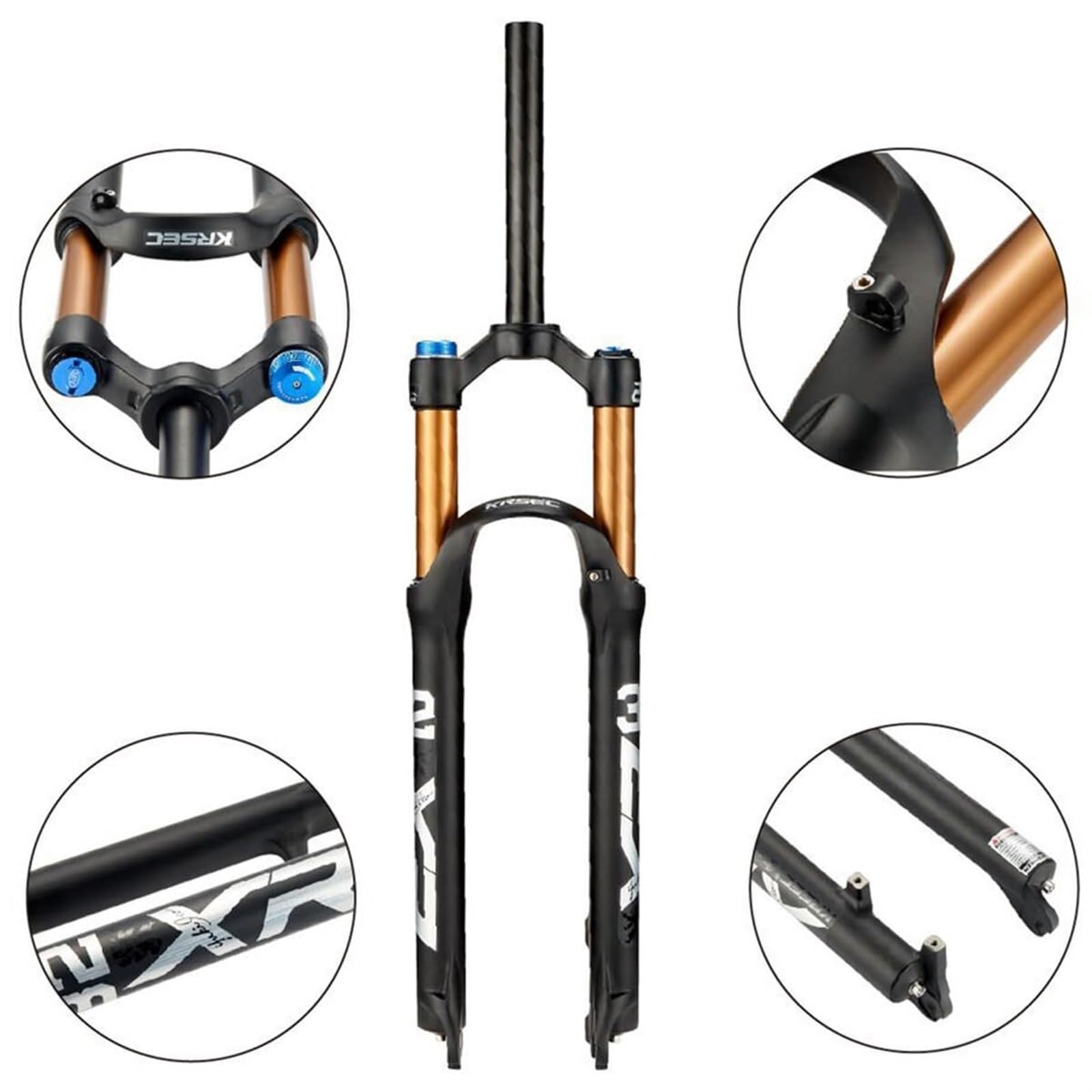 Fourche Avant Ultra-légère pour VTT, débattement de 120 mm, Pivot Droit sans Filetage de 28,6 mm, Blocage Rapide, axe traversant 9 x 100 mm.
