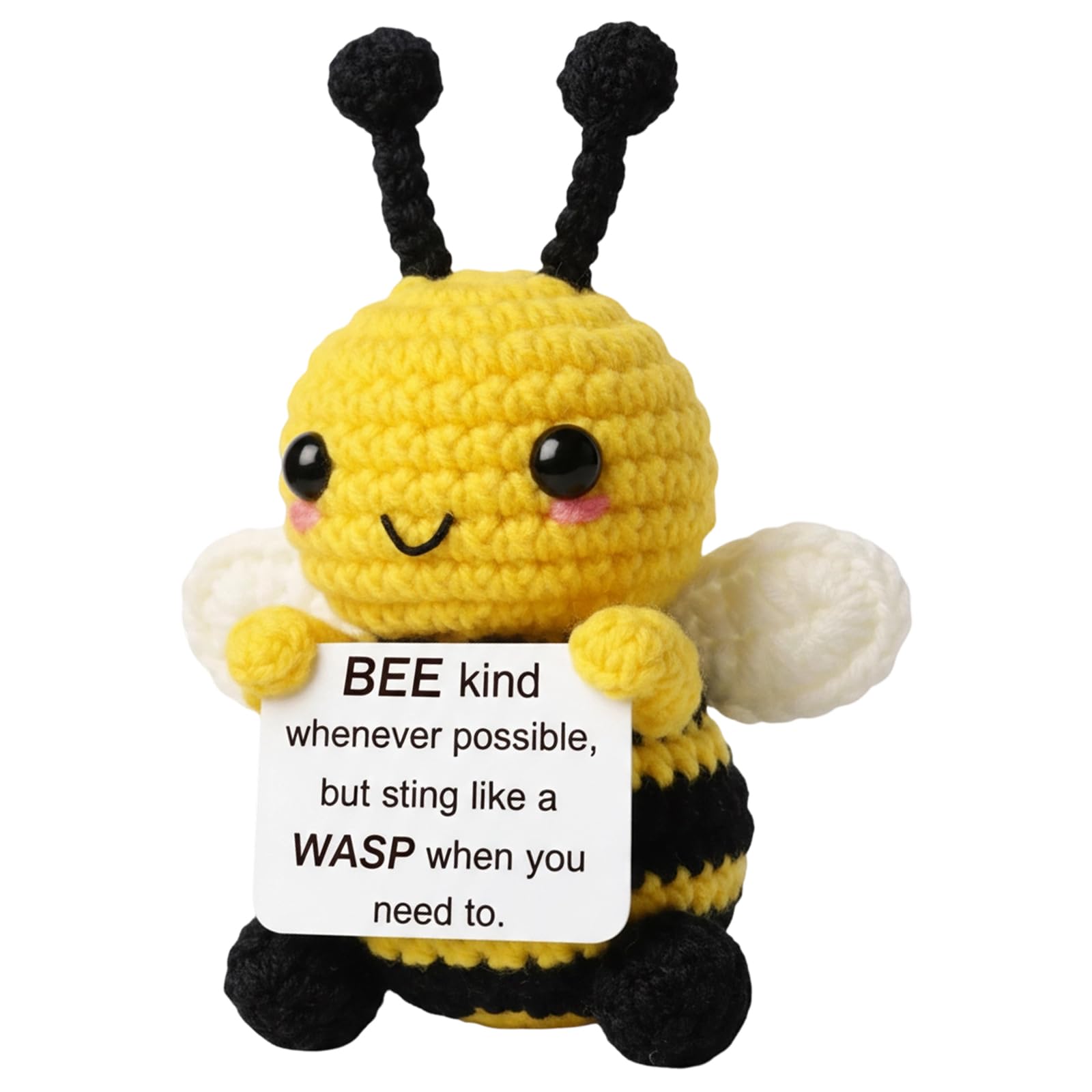 Gubilacrum Positive Crochet Animals, Crochet Bee Handmade Craft, Positive Animals Emotional Support Gift, Decorative Soft Toy for Home and Office, ideal emotional present