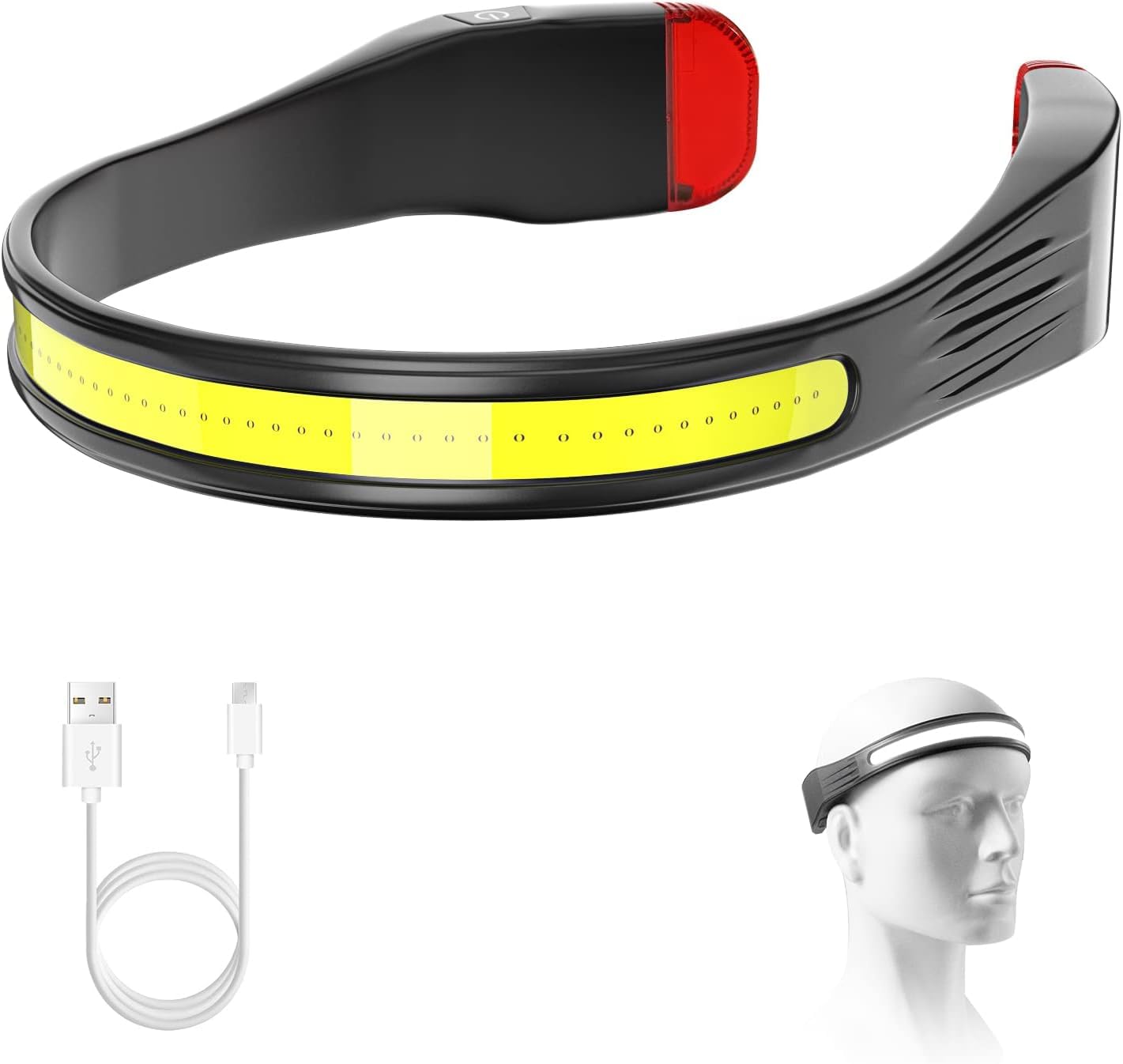 Linist LED Waterproof Headlamp Flashlight Rechargeable - Bright Wide-Beam Lamp for Cycling, Camping & Trekking - Panoramic Illumination, Lightweight Design, 3 Light Modes-Black-image-47