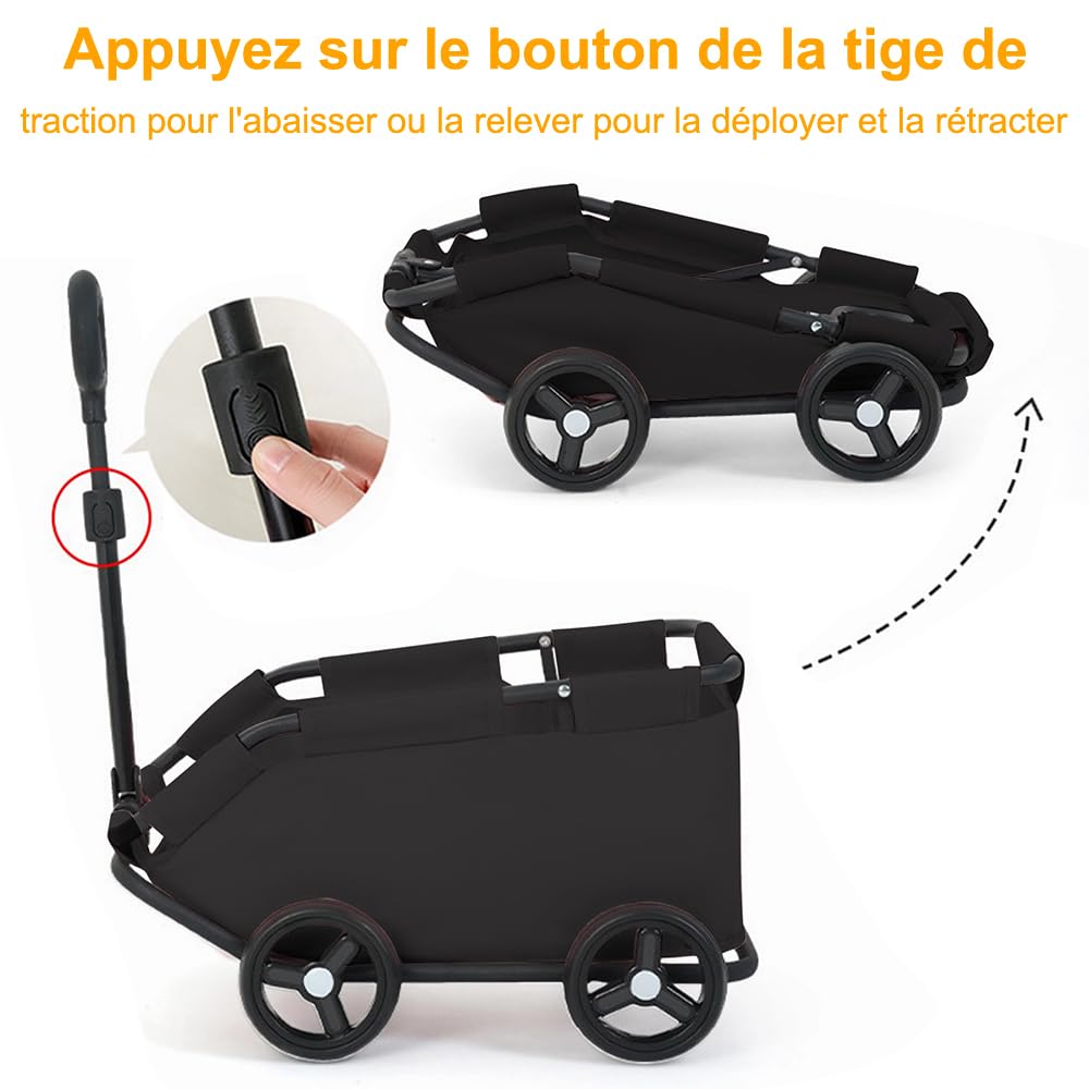 Mini poussette pour animaux de compagnie,4 Roues Poussette Chien pliable,avec poignée de traction extensible en plein air,pour chiens et chats jusqu'à 10 kg,Coussin Lavable