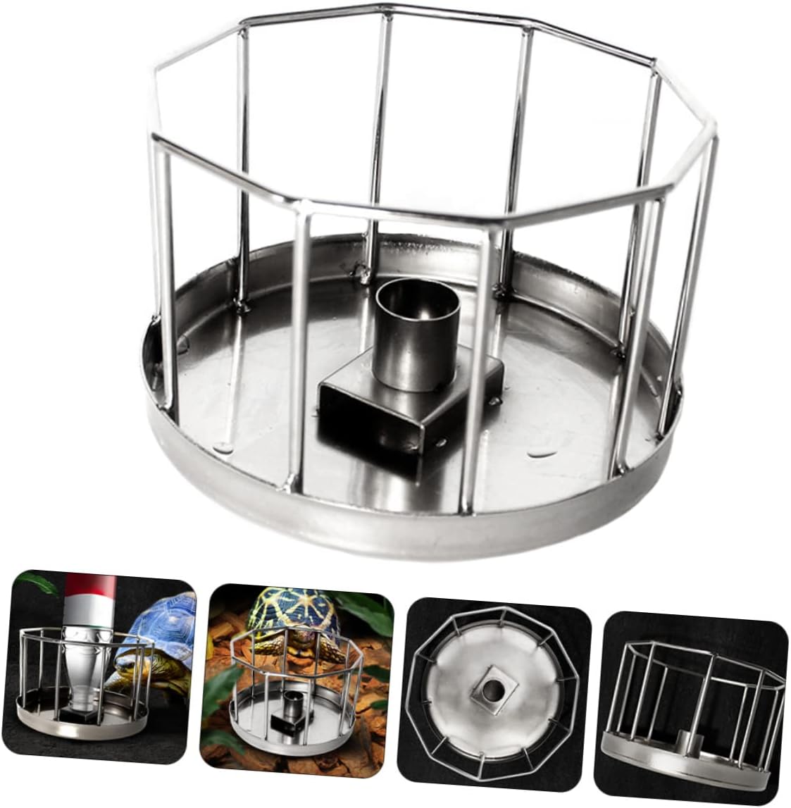BESPORTBLE Reptile Water Feeder Dish Automatic Drinking Bowl for Bearded Dragons Lizards and Turtles Stainless Steel Resistant Easy to Clean Small