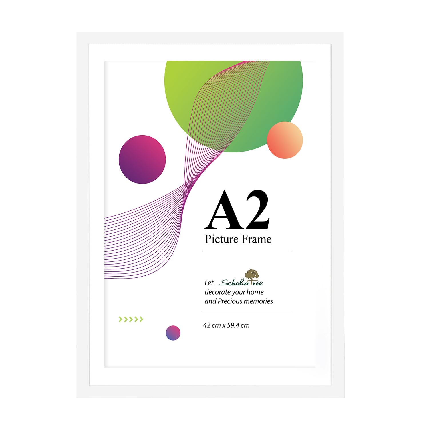 Scholar Tree A2 Picture Frame-1 Pack White Photo Frame, A2 Frames 42 x 59,4cm