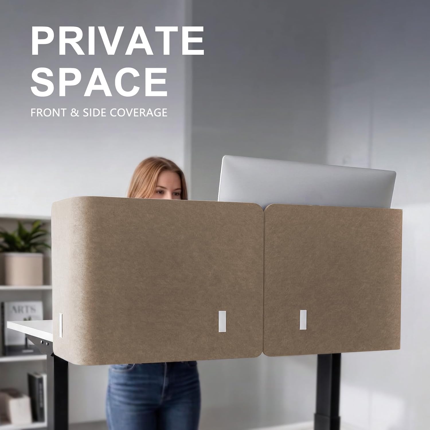 Desk Privacy Panel,2PCS L-Shaped Clamp-On Office Desk Divider,2-in-1 Adjustable Acoustic Desktop Partition Or Under Desk Modesty Panel,for Office,Home,Felt(Dark Camel, 47.2" x 17.7")