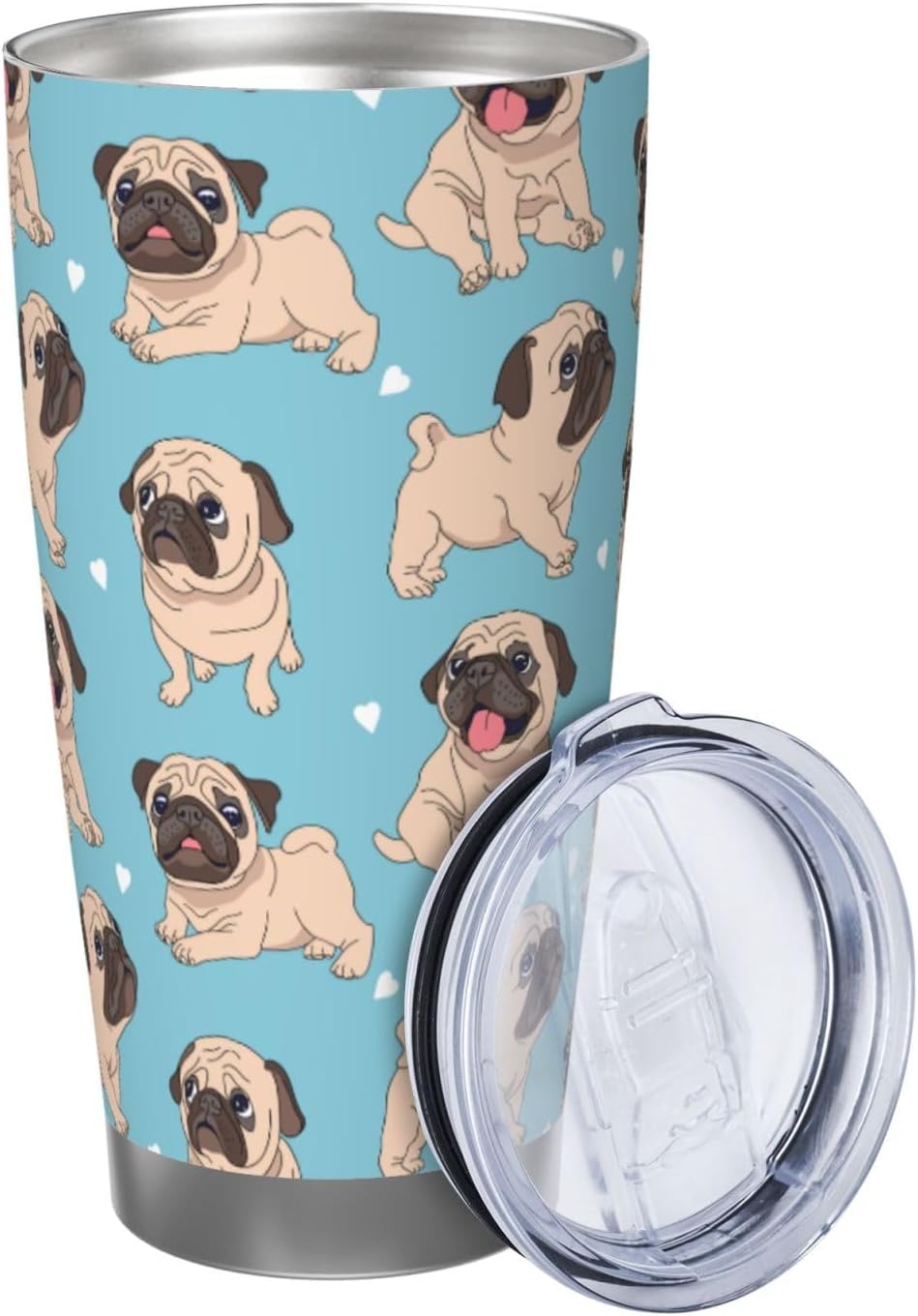 Pug Tumbler,Pug Gift for Pug Lovers - Vacuum Insulated Water Bottle Stainless Steel Insulated Bottle Coffee Travel Mug 20oz
