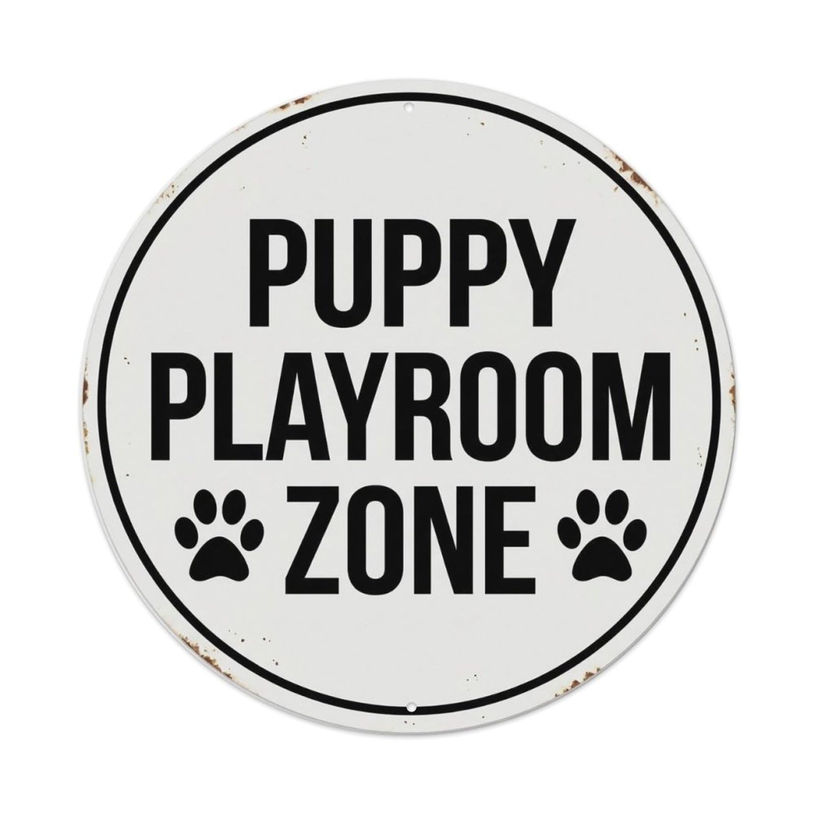 Vintage Puppy Playroom Zone Space Metal Tin Sign