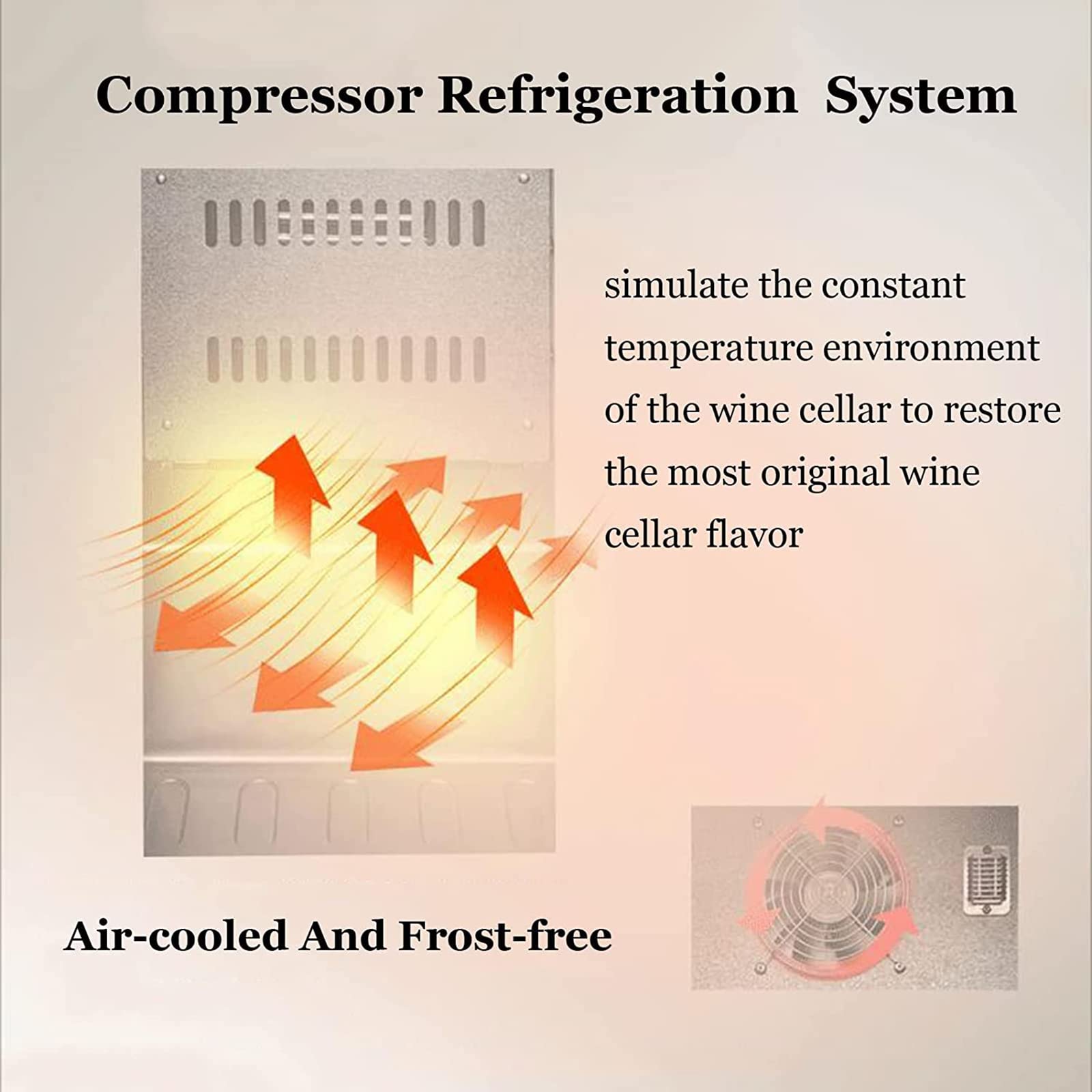 58gxcaamot 48 Independent Wine Seller Wine Cooler Refrigerator Static Wine Refrigerator Digital Temperature Control Red, White, Champagne, Sparkling Wine on Fridge.com - View 6