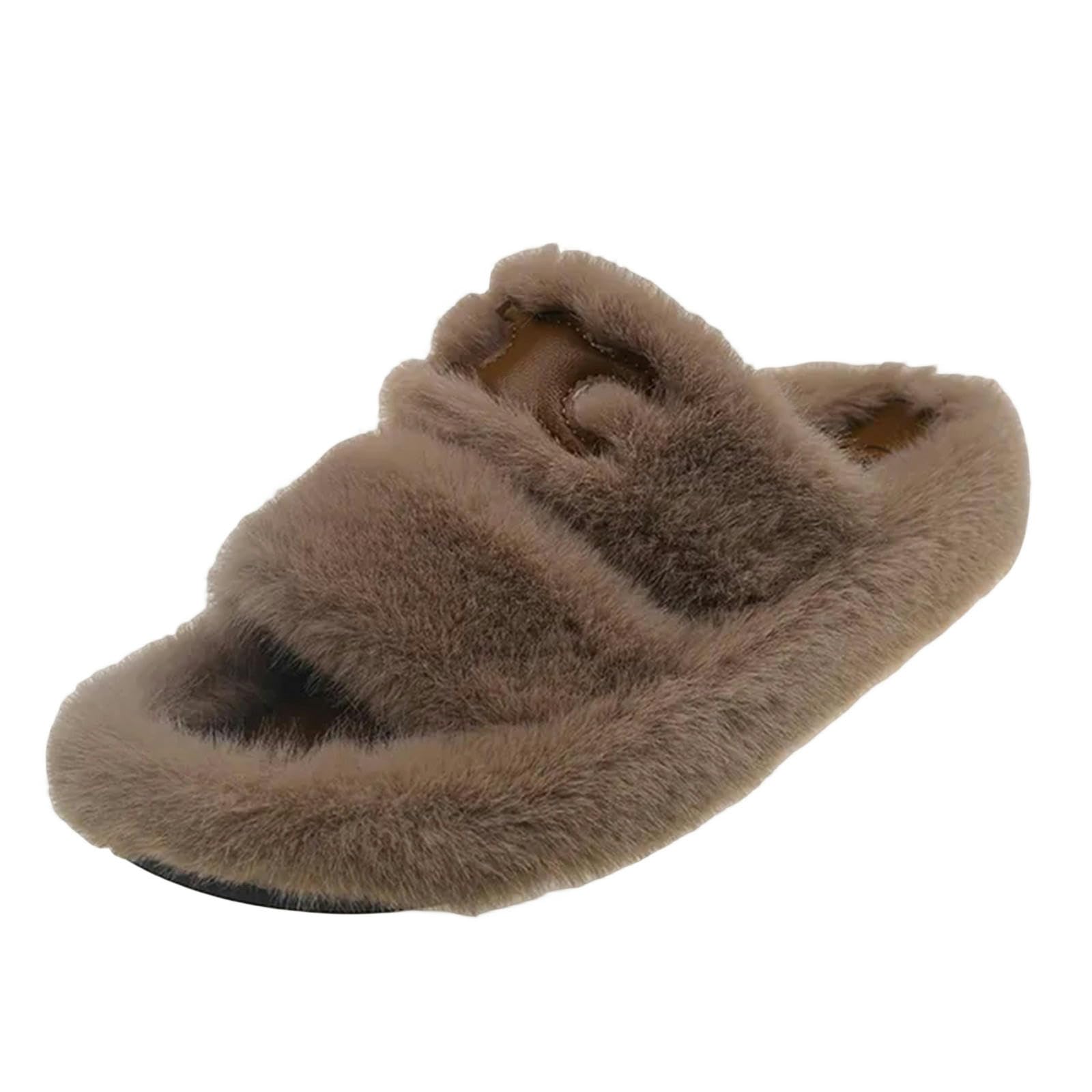 TEidea Kapcie na jesień i zimę ciepłe kapcie - modne i wygodne buty z grubym dnem dla kobiet, Brązowy, 40(inner 25 cm)
