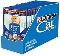 Pack Purina Ração Nestlé Cat Chow Castrados Carne Ao Molho - Com 15 Sachês 85g