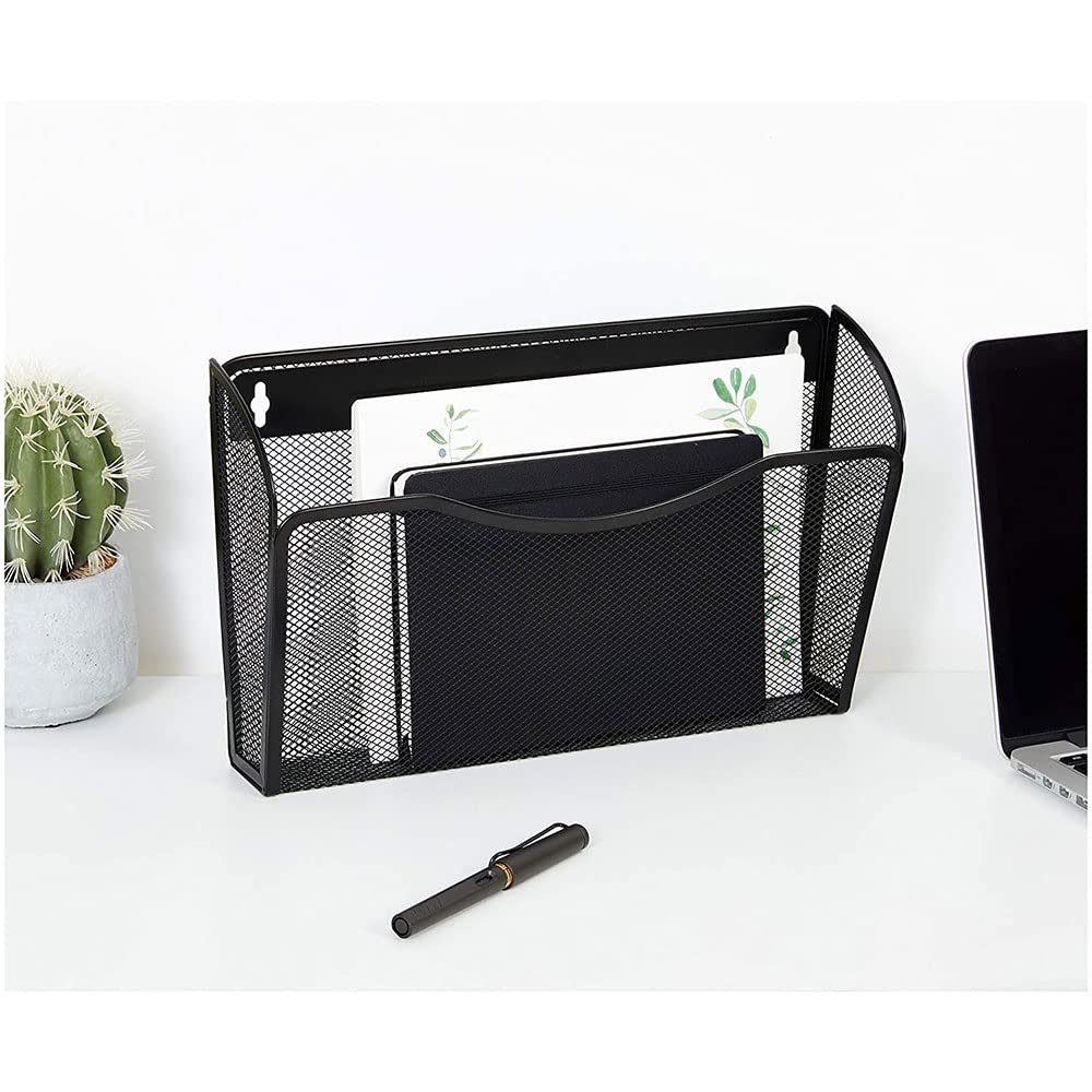 SagaSave 2 organizer da parete in rete A4, organizer da scrivania, organizer per posta, riviste, nero