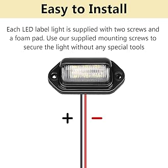 2 PCS White LED License Plate Light, 6-SMD Waterproof Tag Lights, 12V-24V DC Lamp Taillight, Step Courtesy Light Dome Cargo Lights for Truck SUV Van RV Trailer