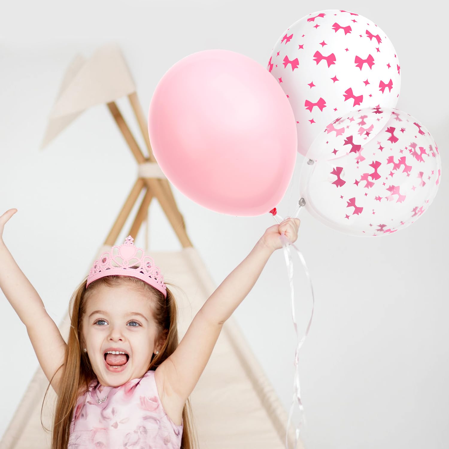 4 Riesige Rosa Schleifen-Ballons Aus Alufolie (98x75 Cm) – Deko Für Babyparty, Geburtstag, Hochzeit & Junggesellinnenabschied Inkl. Band & Strohhalm