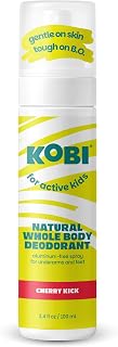 Kobi Whole Body Deodorant Spray for Kids, Teens, Boys, Girls - Natural & Aluminum-Free - For Underarms & Feet - Cherry Kick