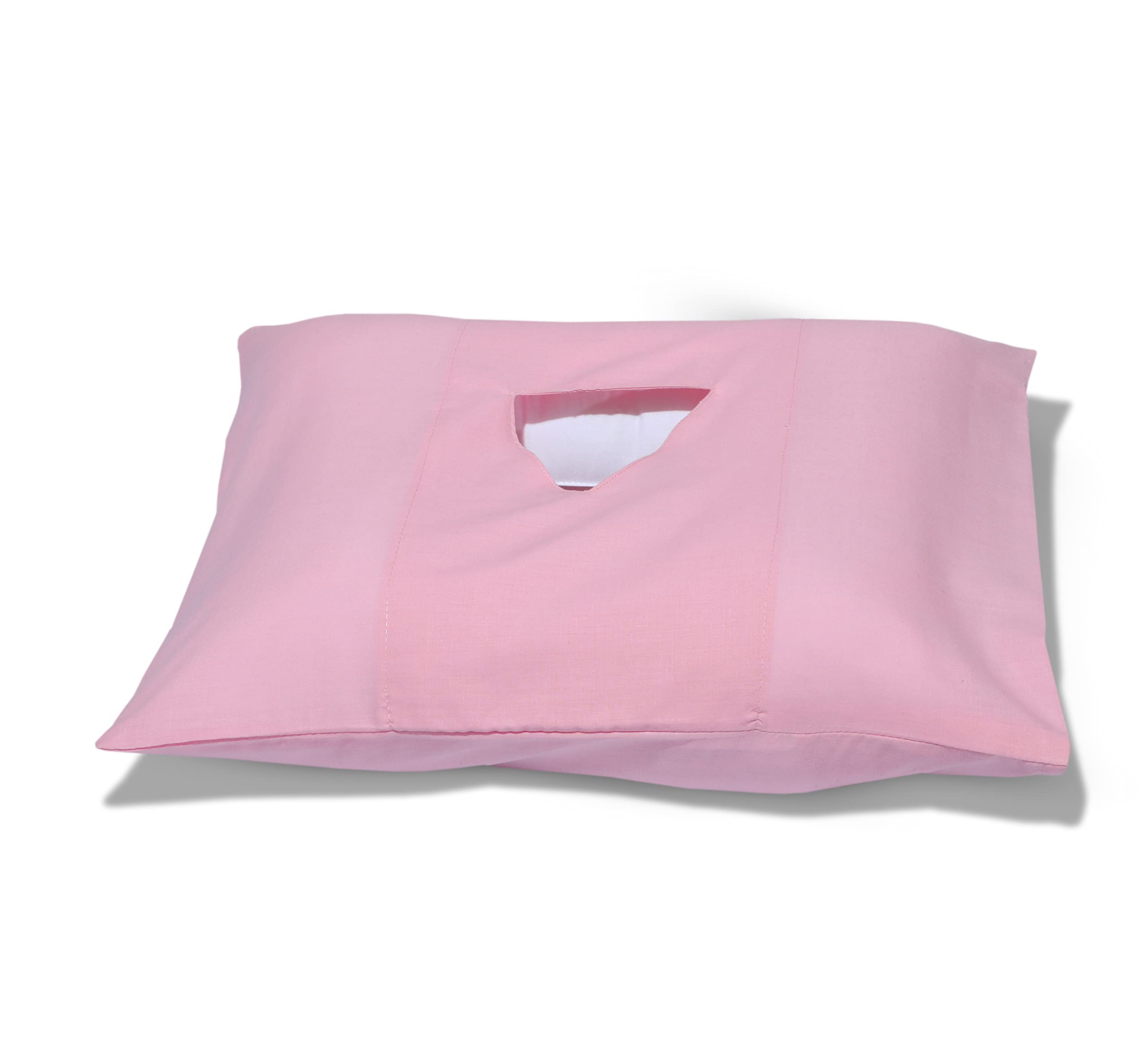 A ATH COLLECTION Ear Hole Pillow Cover Only (18 x 14 inch) Cover Only (18 x 14 inch, Pink)