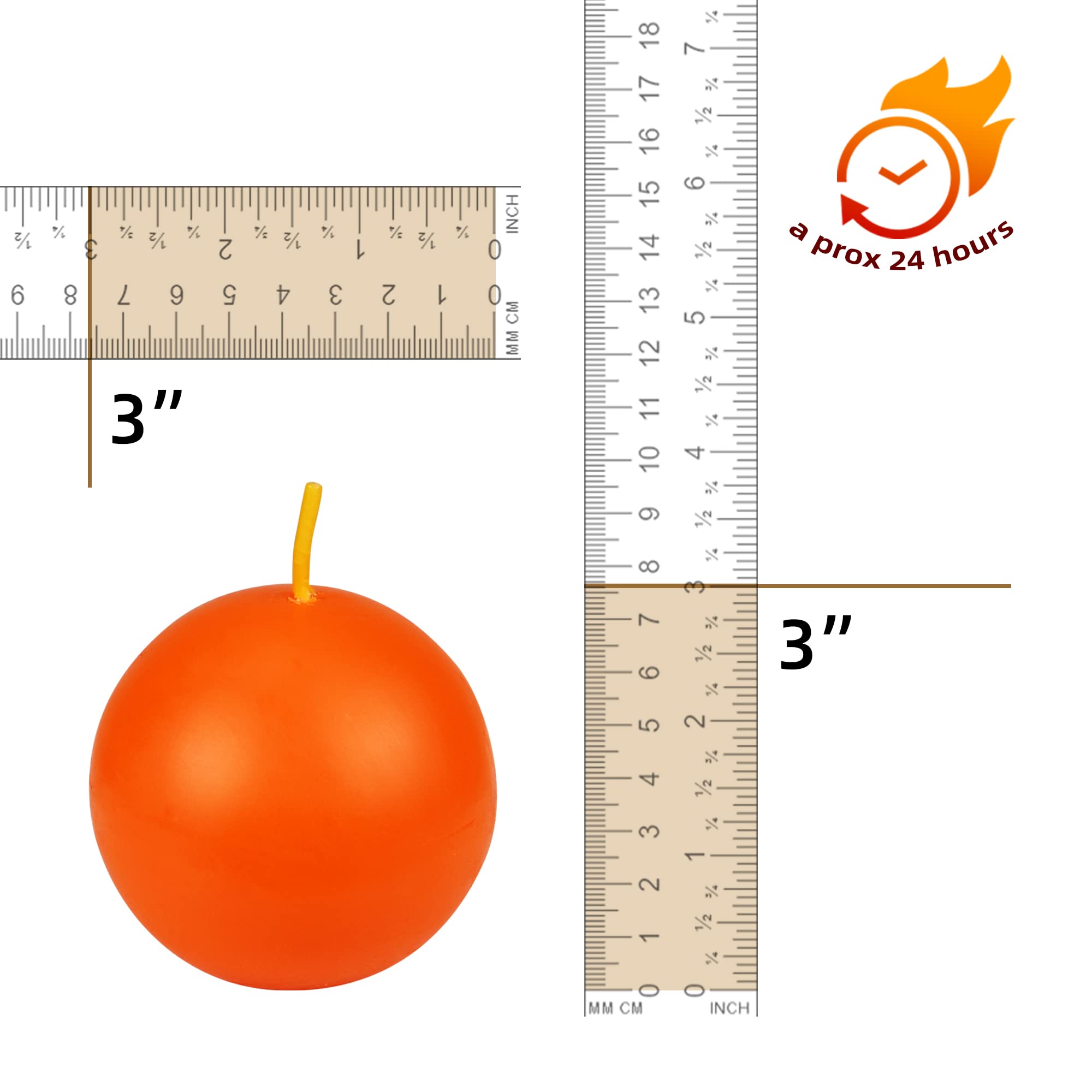 Zest Vela – Juego de Bola Velas, 3 Pulgadas, Color Naranja