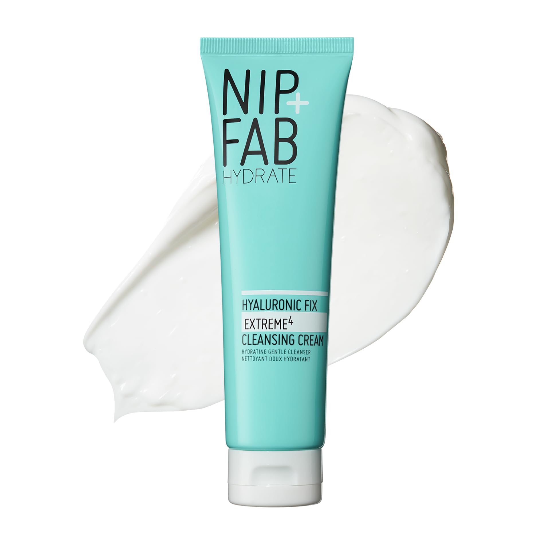 Nip + Fab Hyaluronic Fix Extreme4 Cleansing Cream – Hydrating Face Wash with 2% Hyaluronic Acid Complex & Polyglutamic Acid to Plump and Cleanse, Vegan, 150ml