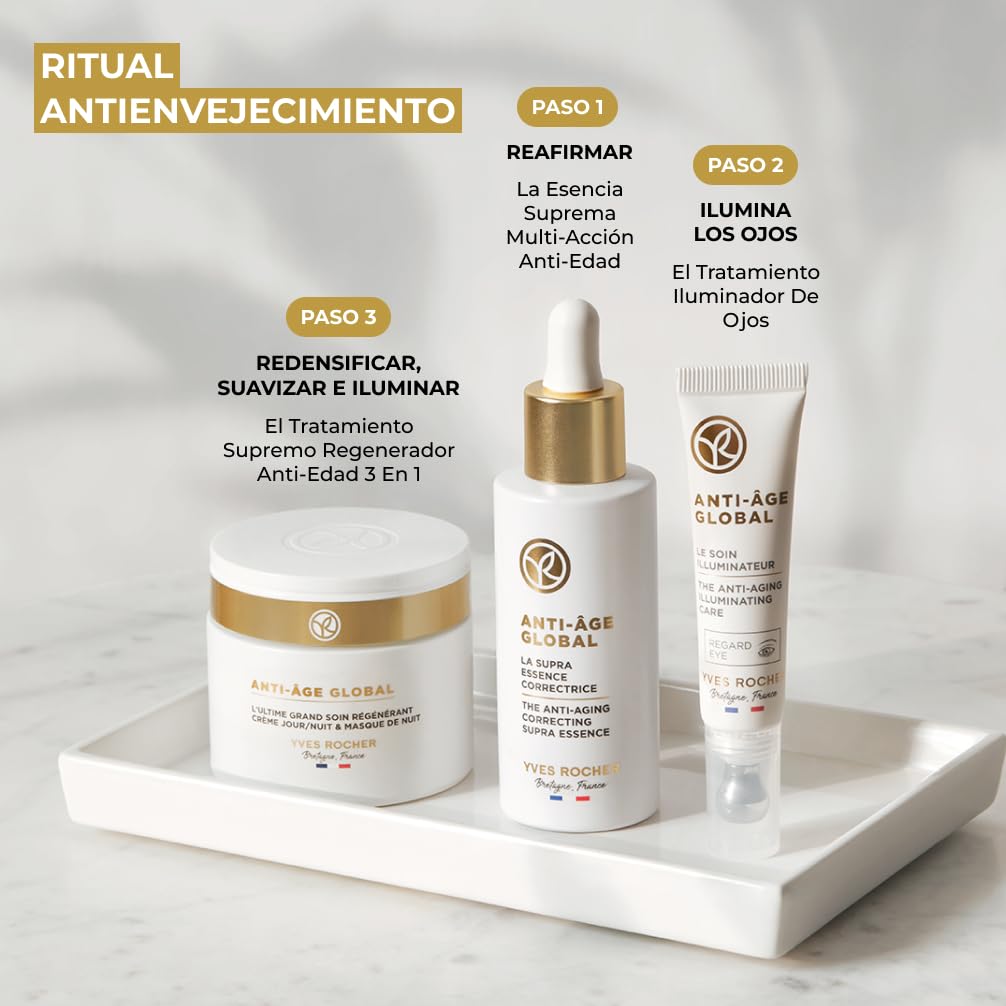 Yves Rocher ANTI-ÂGE GLOBAL - Cuidado Ultra-Intensivo Regenerador - Tratamiento Supremo Regenerante - Crema de Día/Noche & Mascarilla de Noche - 75ml