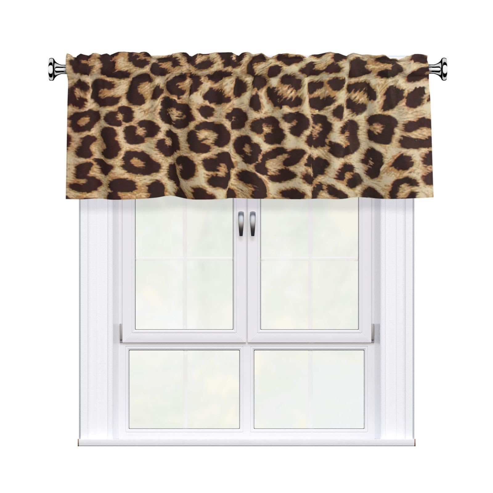 aacxzff Leopard Pattern Print Curtain Valance 54"x18" (WxL) for Kitchens Bathrooms Bedrooms Balconies Living Rooms